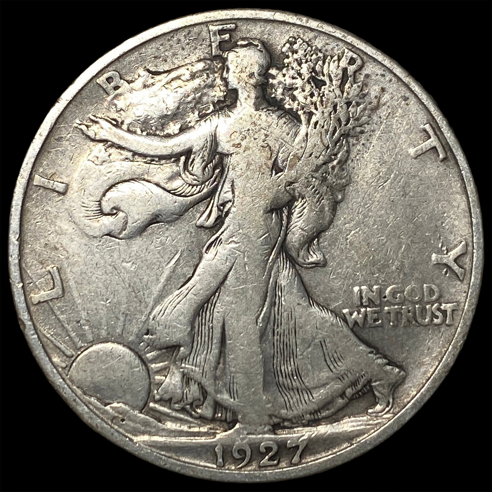 1927-S Silver Walking Liberty Half Dollar NEARLY UNCIRCULATED: 1927-S Silver Walking Liberty Half Dollar NEARLY UNCIRCULATED