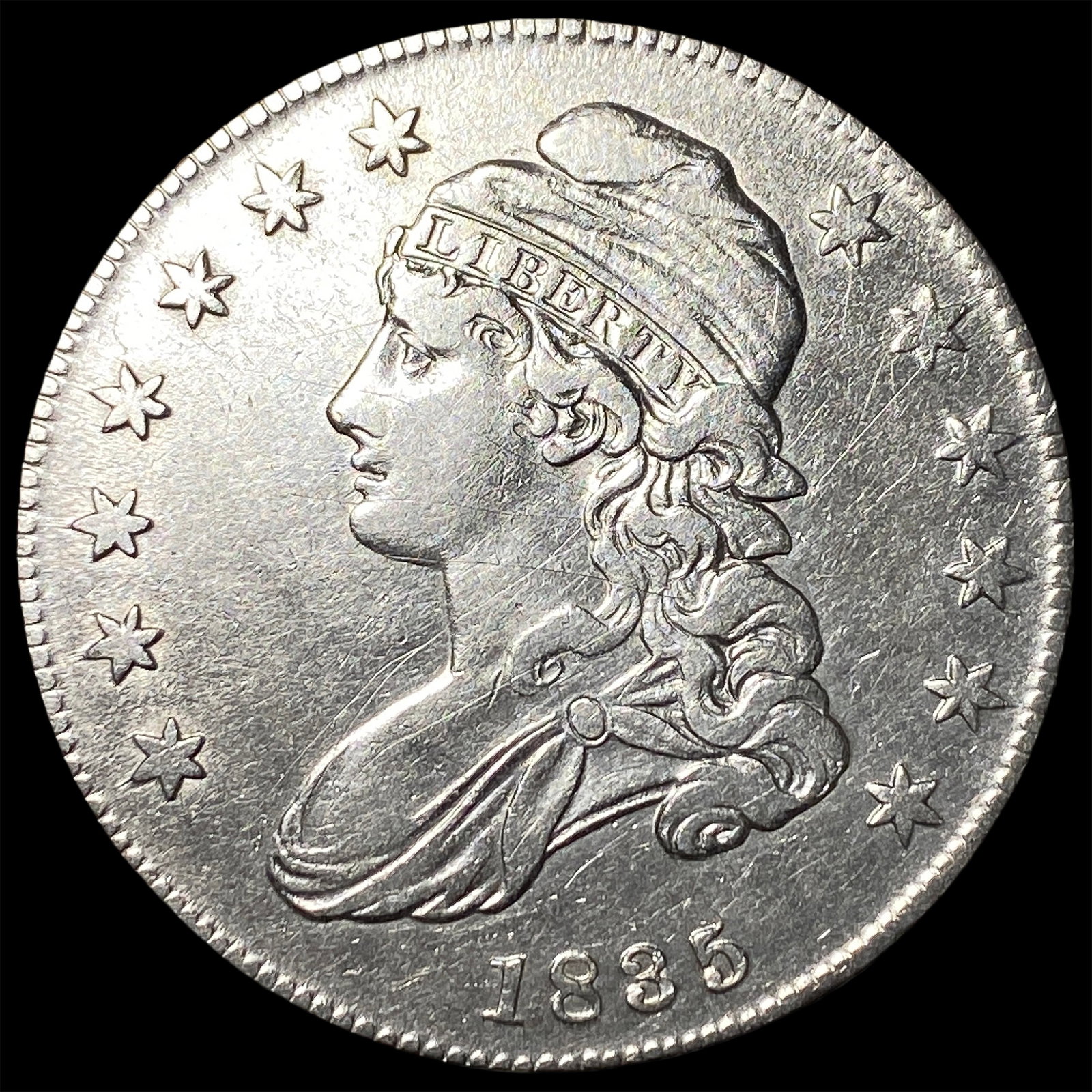 1835 Capped Bust Half Dollar CLOSELY UNCIRCULATED: 1835 Capped Bust Half Dollar CLOSELY UNCIRCULATED