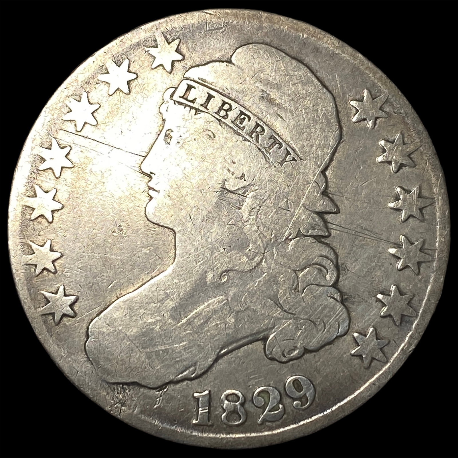 1829 Capped Bust Half Dollar LIGHTLY CIRCULATED: 1829 Capped Bust Half Dollar LIGHTLY CIRCULATED