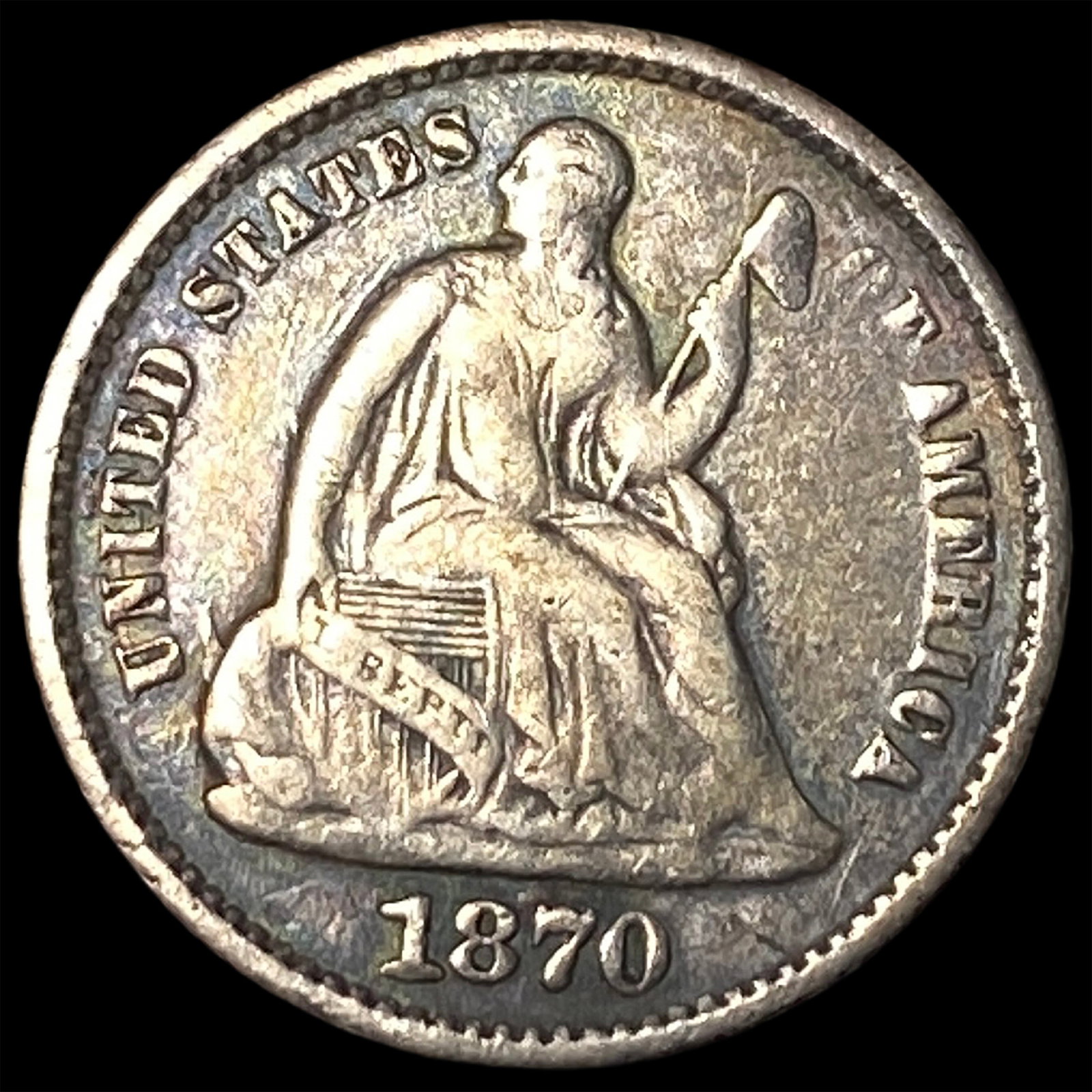 1870 Seated Liberty Half Dime NEARLY UNCIRCULATED: 1870 Seated Liberty Half Dime NEARLY UNCIRCULATED