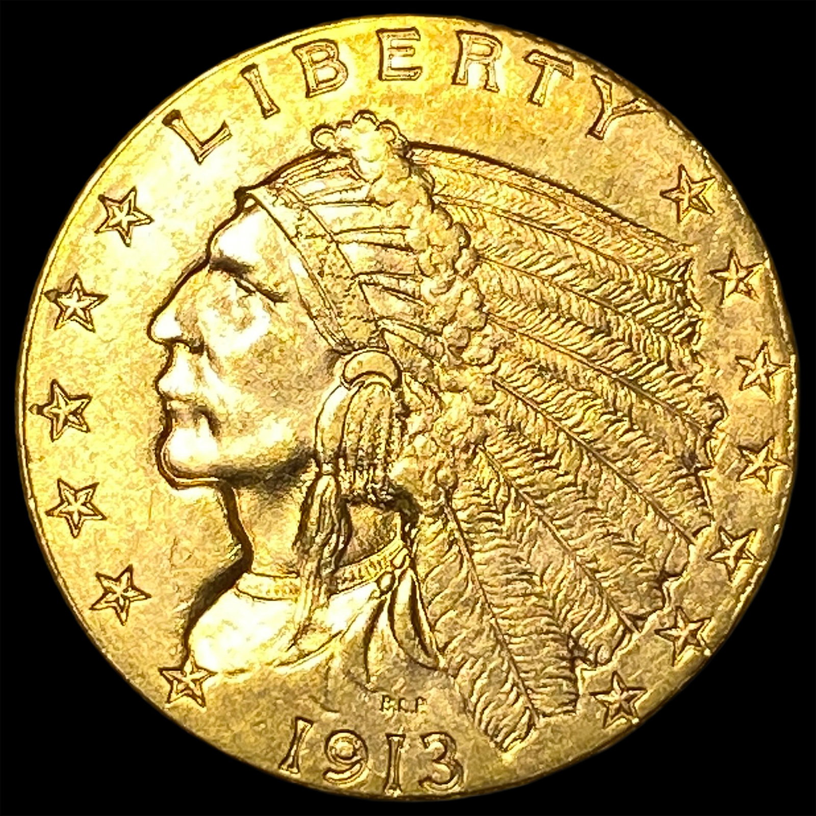 1913 Indian Head Gold $2.50 Quarter Eagle GEM BU (1 of 2)