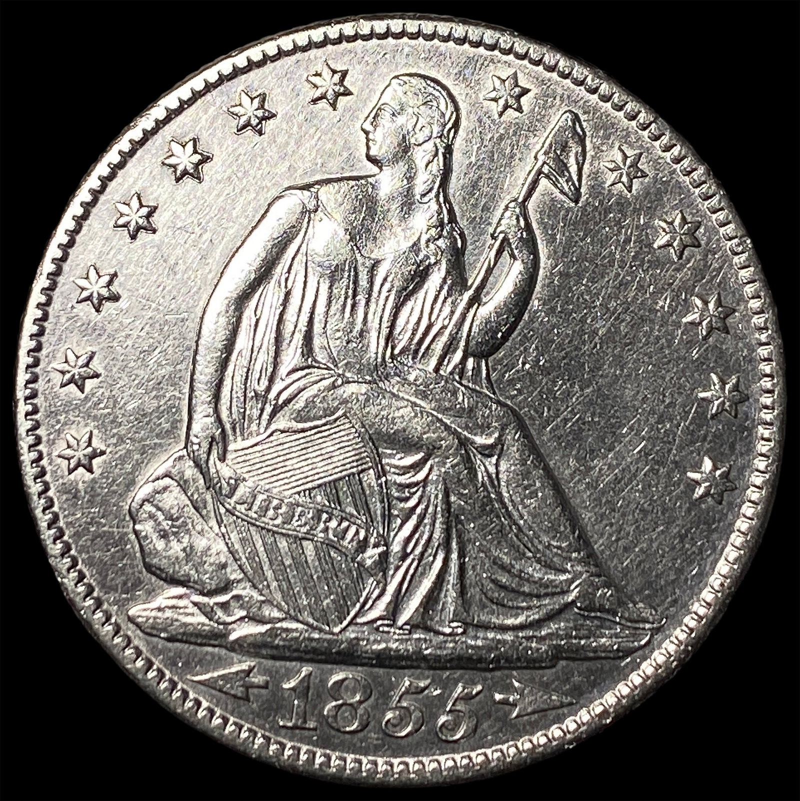 1855-O Silver Half Dollar CLOSELY UNCIRCULATED (1 of 2)
