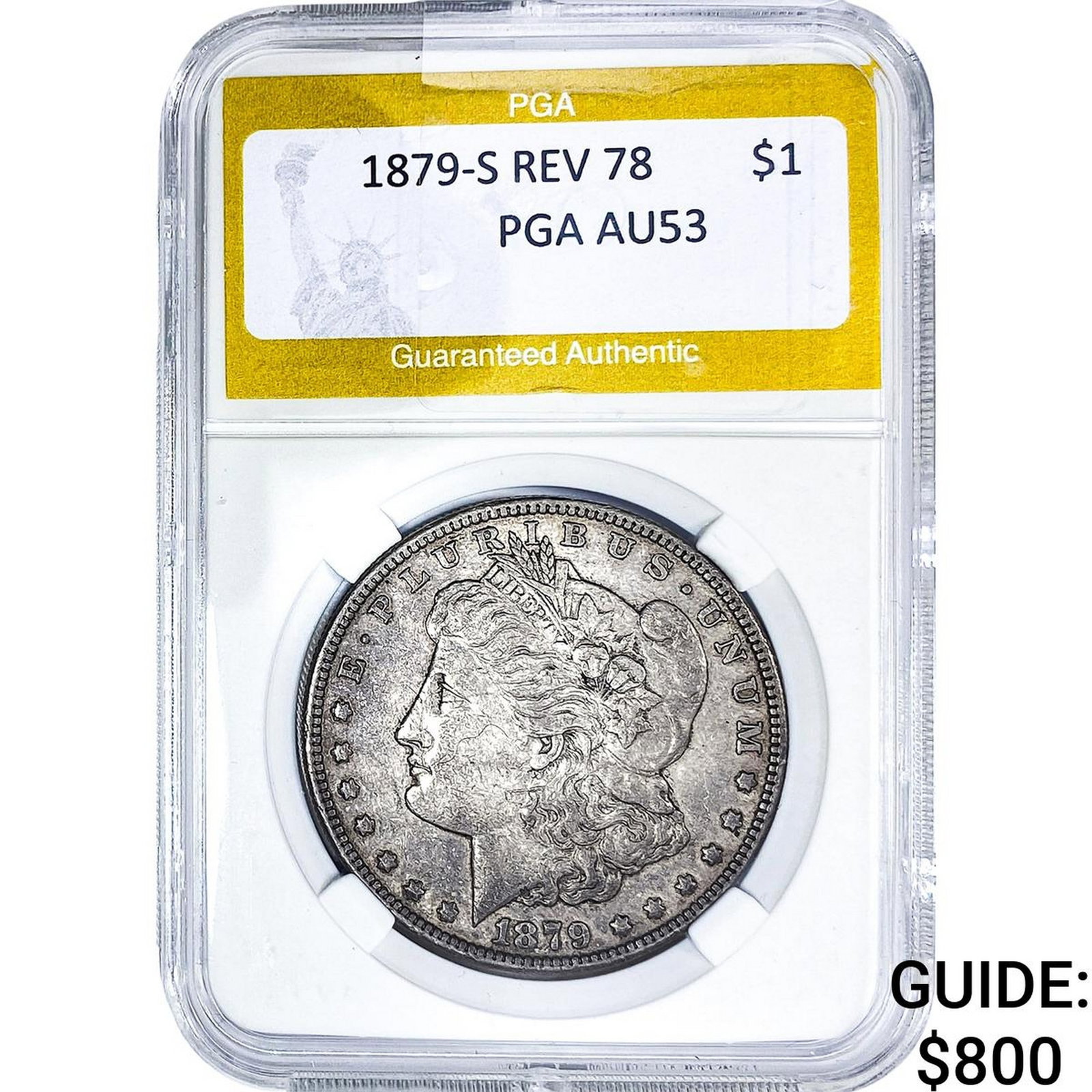1879-S Rev 78 Morgan Silver Dollar PGA AU53 (1 of 2)