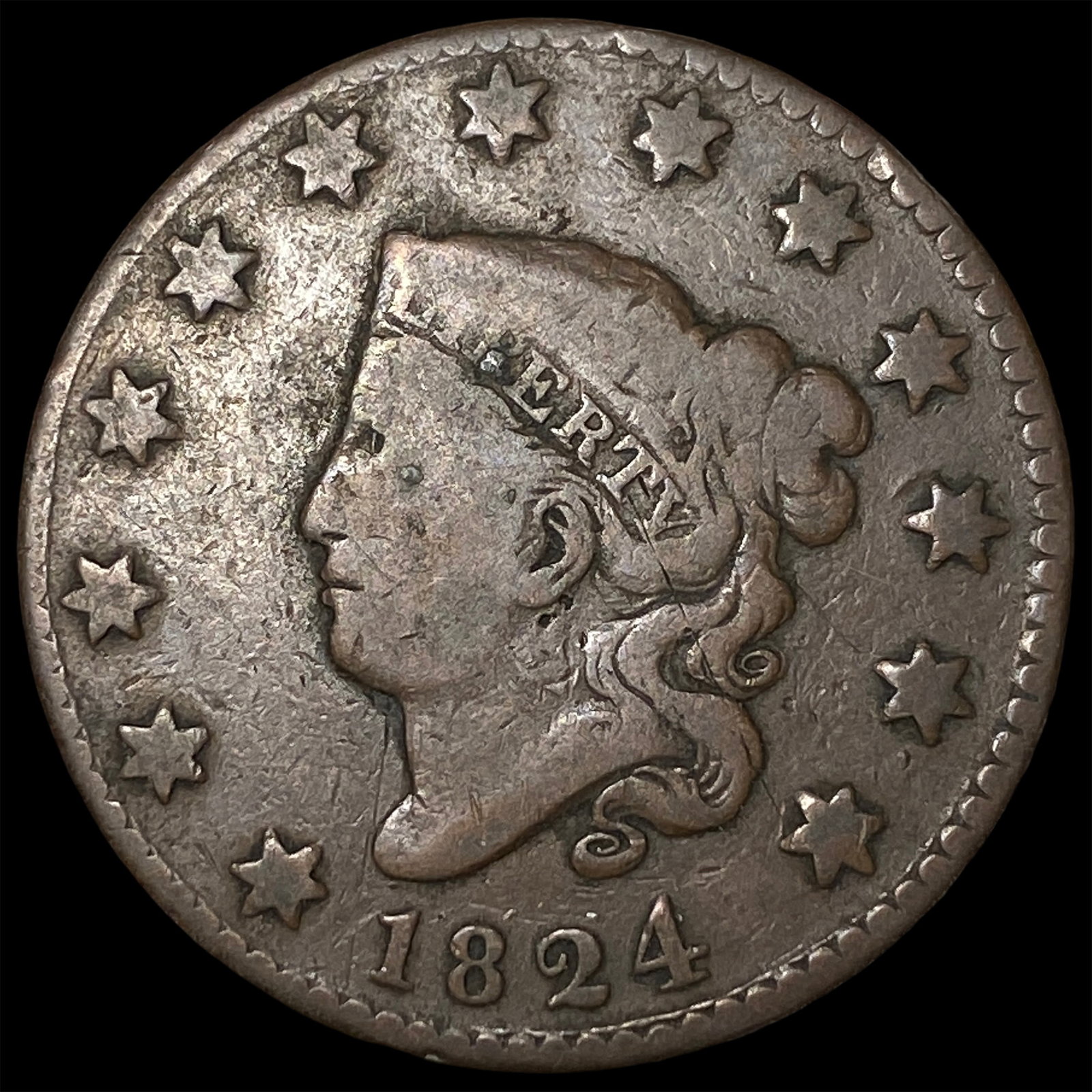 1824 Coronet Head Large Cent LIGHTLY CIRCULATED (1 of 2)