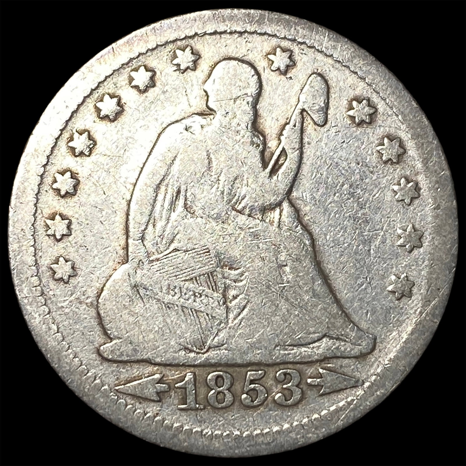 1853 Arrows Seated Liberty Quarter NICELY CIRCULATED: 1853 Arrows Seated Liberty Quarter NICELY CIRCULATED