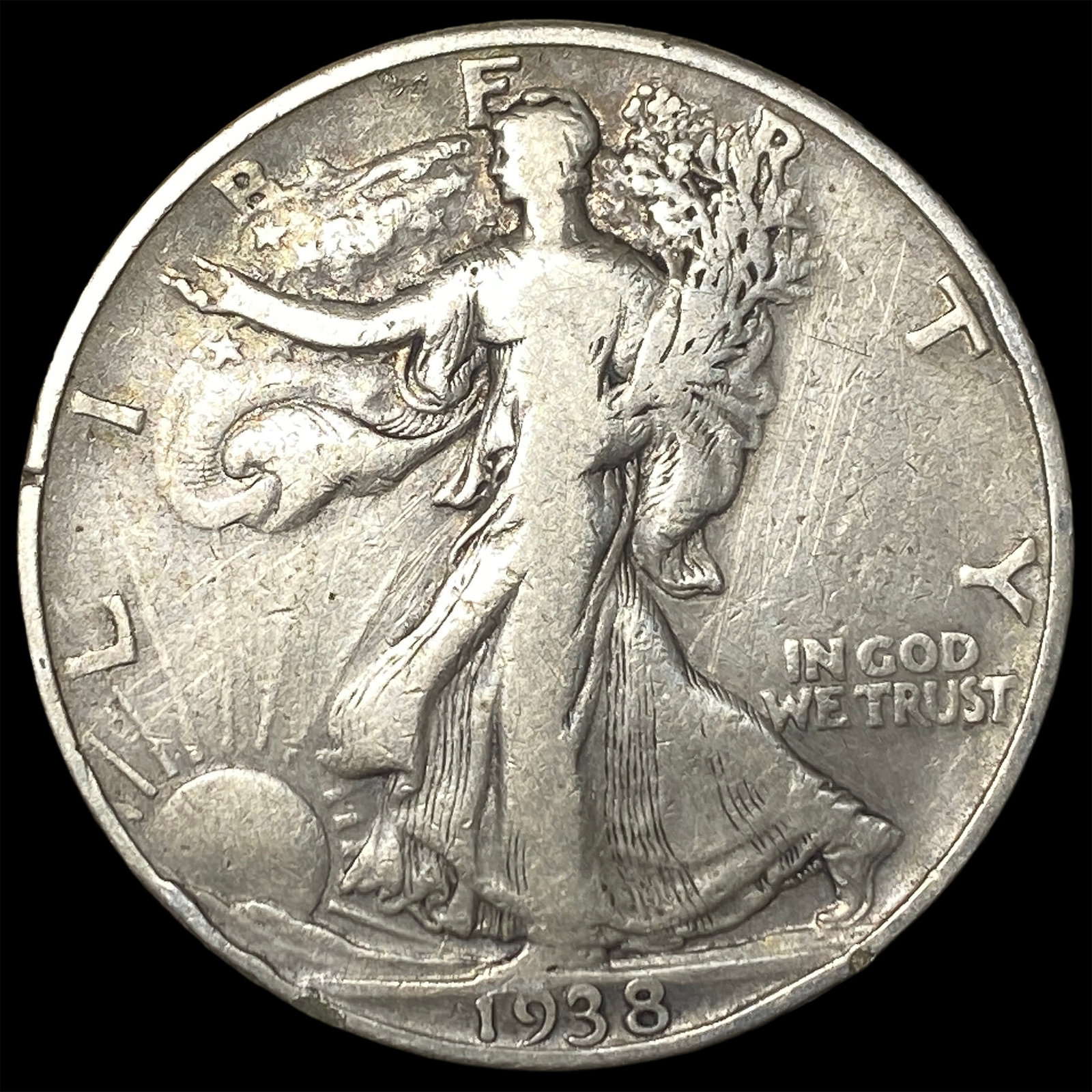 1938-D Silver Walking Liberty Half Dollar LIGHTLY CIRCULATED: 1938-D Silver Walking Liberty Half Dollar LIGHTLY CIRCULATED