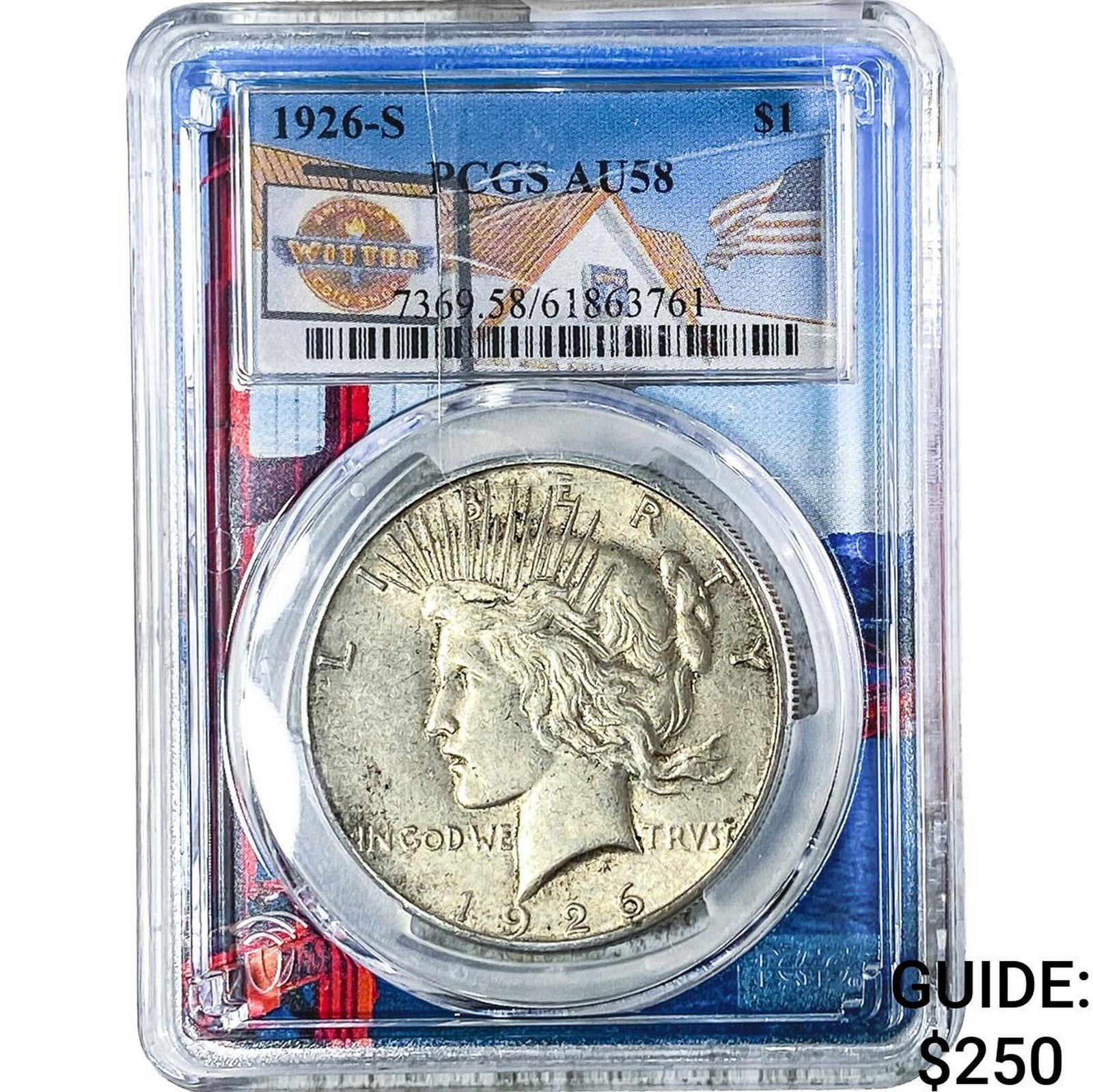 1926-S Silver Peace Dollar PCGS AU58: 1926-S Silver Peace Dollar PCGS AU58