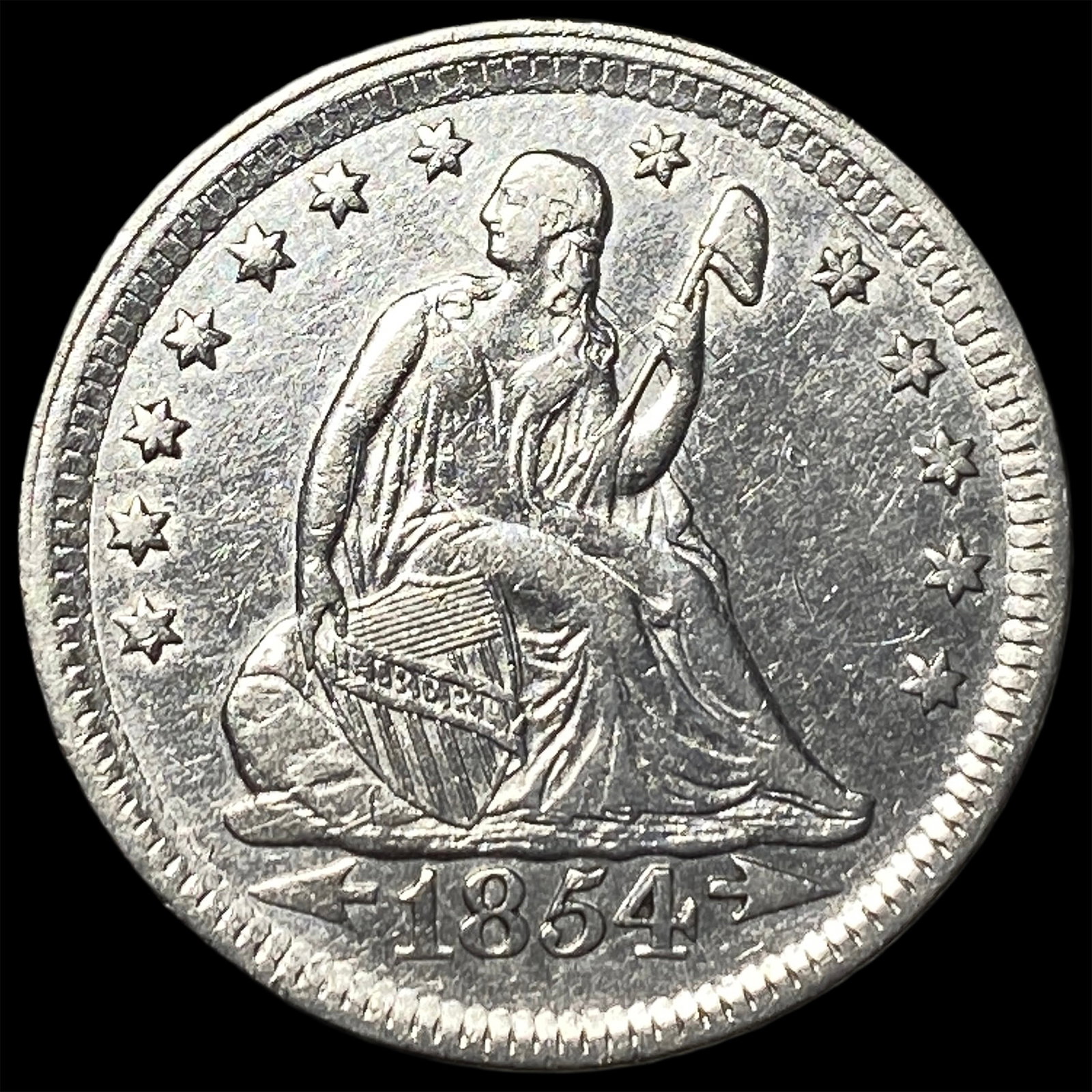 1854 Arrows Seated Liberty Quarter ABOUT UNCIRCULATED (1 of 2)