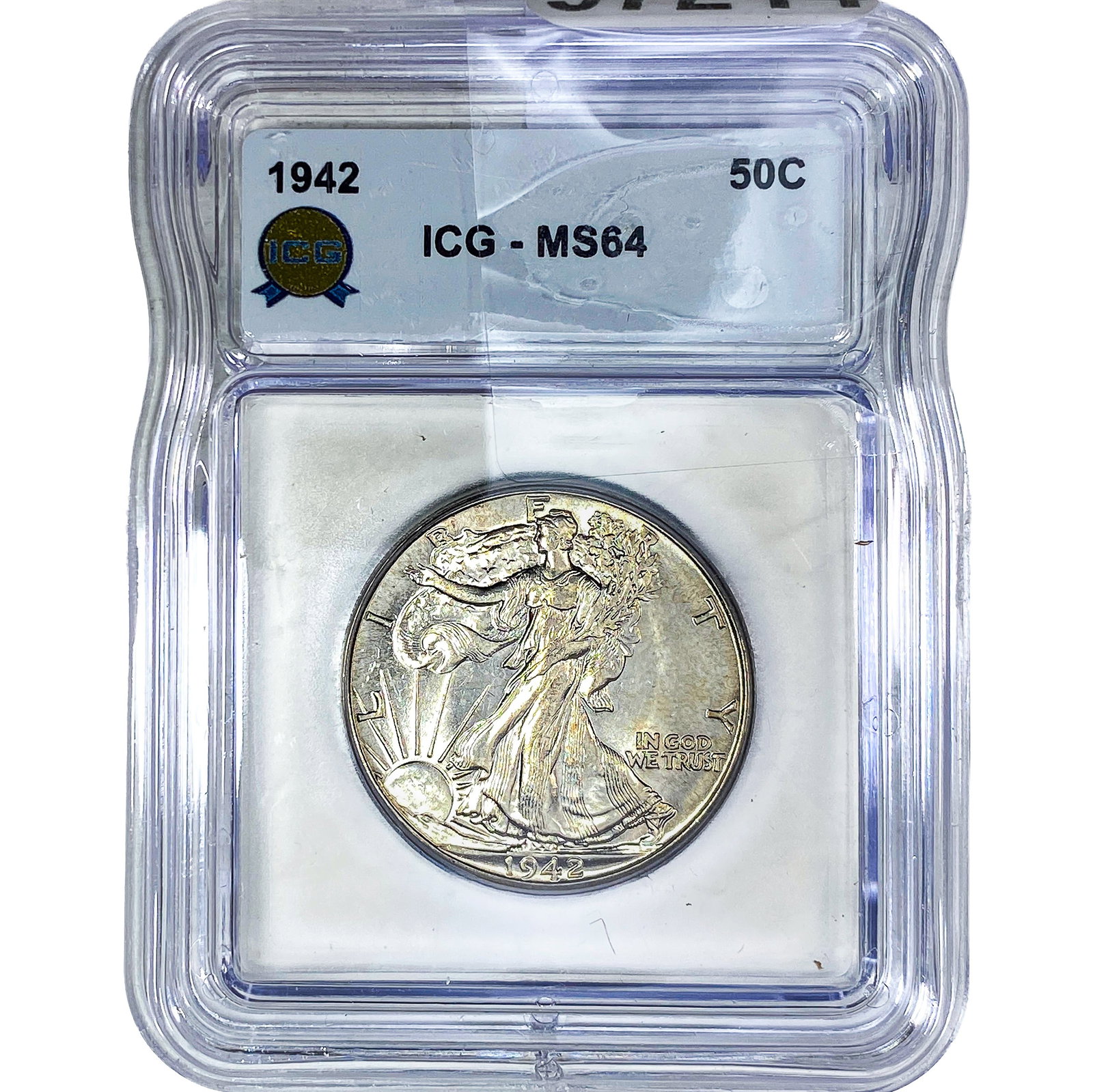 1942 Walking Liberty Half Dollar ICG MS64: 1942 Walking Liberty Half Dollar ICG MS64
