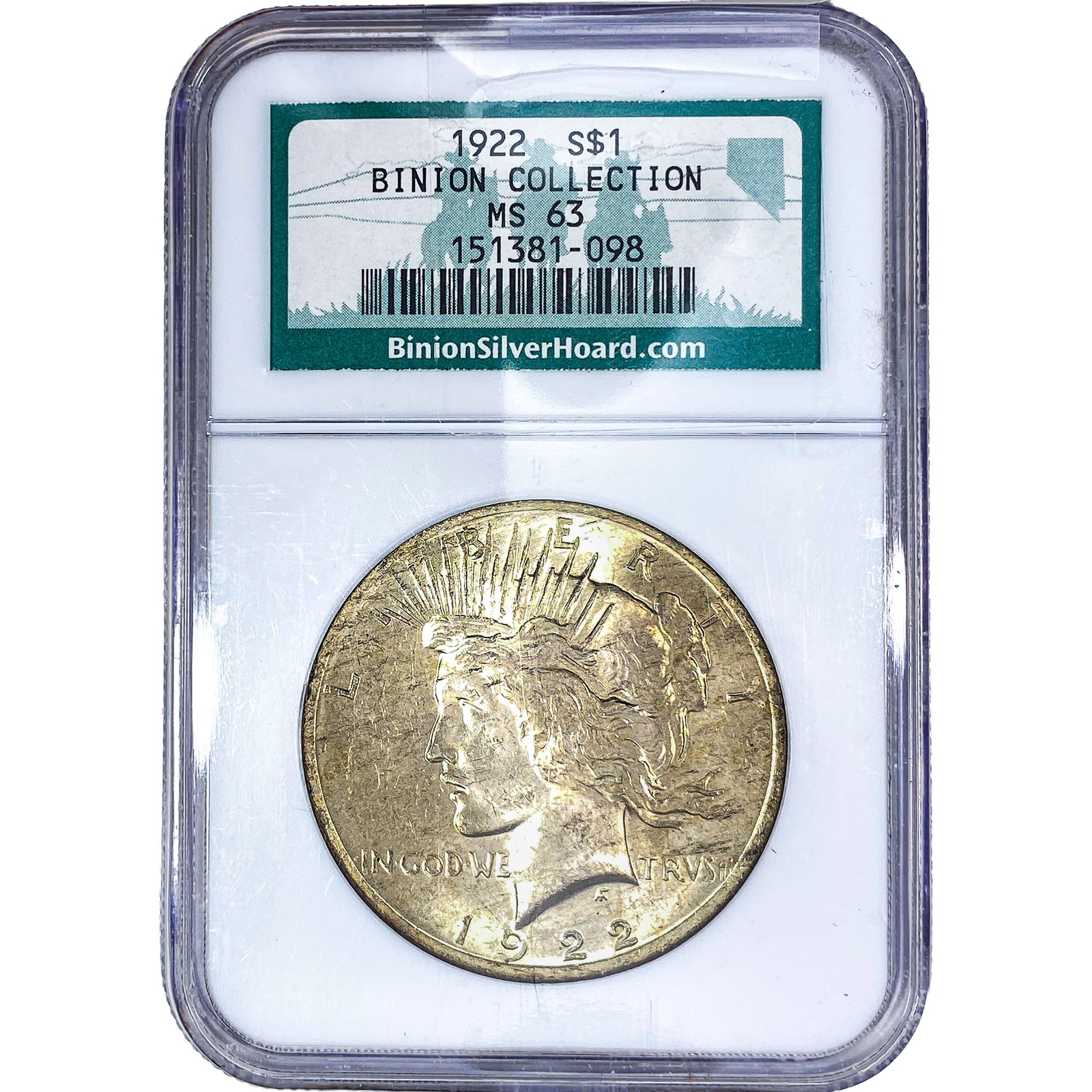 1922 Silver Peace Dollar NGC MS63: 1922 Silver Peace Dollar NGC MS63