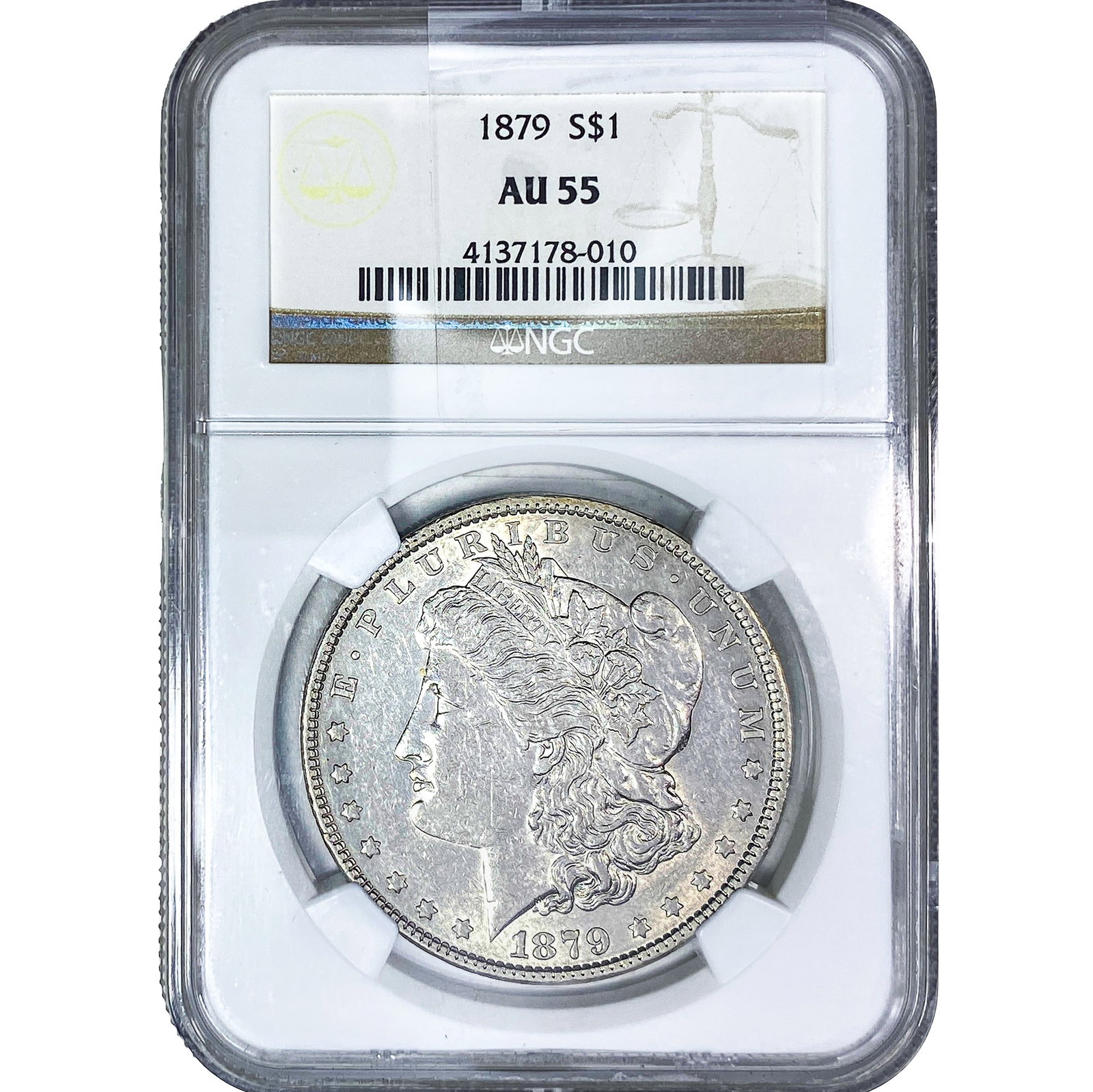 1879 Morgan Silver Dollar NGC AU55: 1879 Morgan Silver Dollar NGC AU55