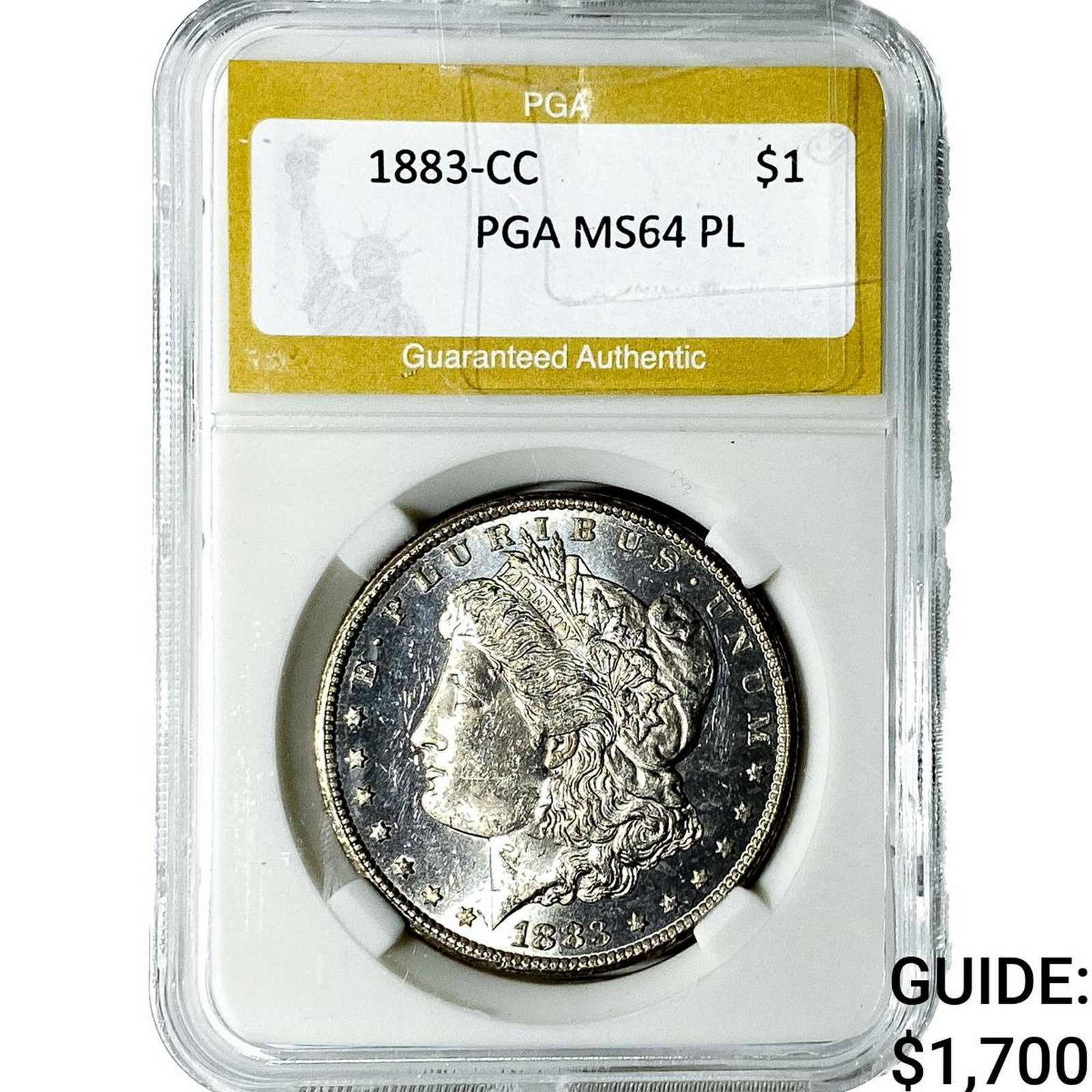 1883-CC Morgan Silver Dollar PGA MS64 PL: 1883-CC Morgan Silver Dollar PGA MS64 PL