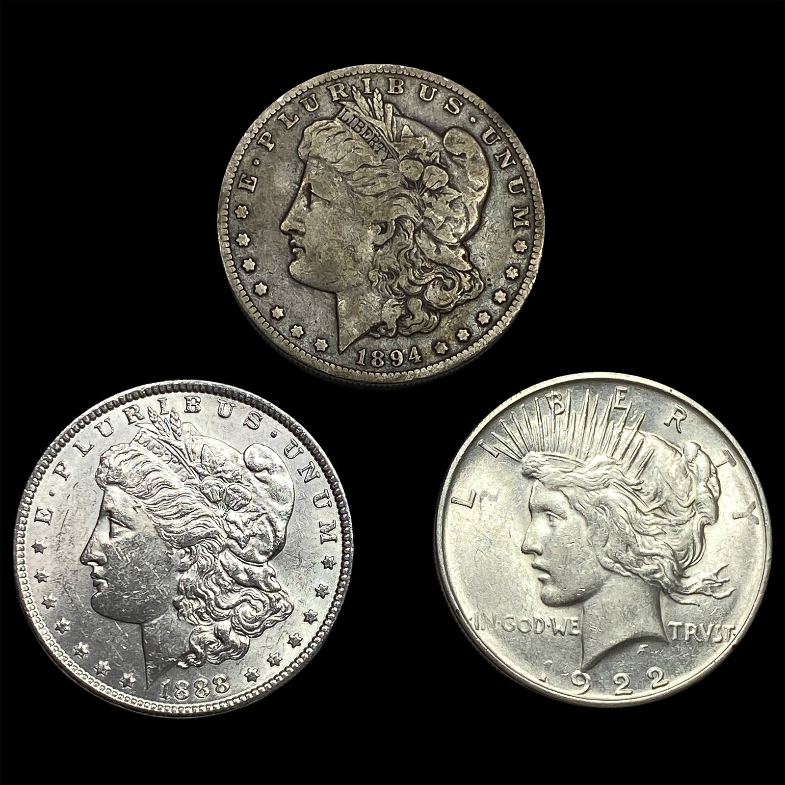 [3 Coins] 1888-1922 Silver Morgan & Peace $1 (1 of 2)