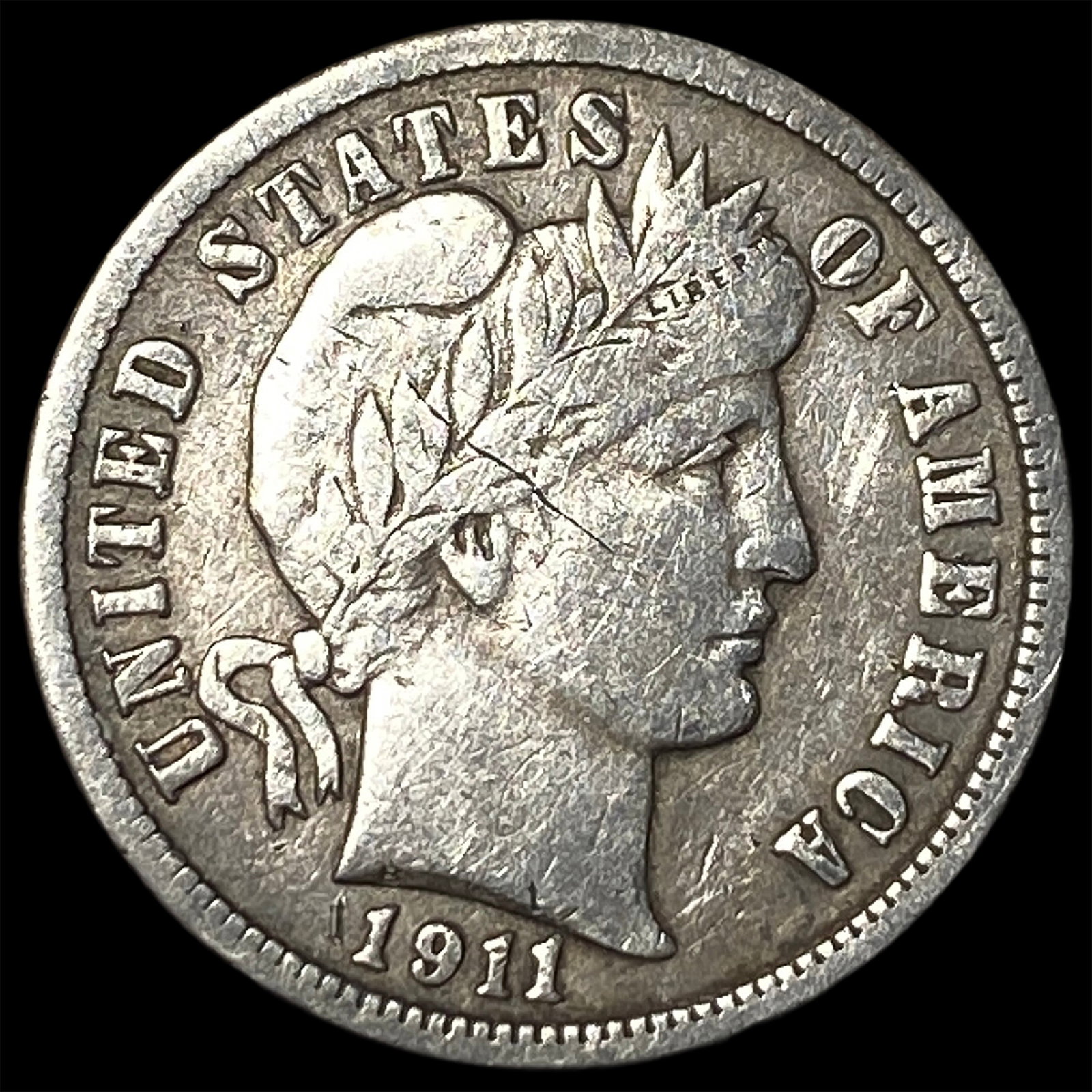 1911-D Silver Barber Dime LIGHTLY CIRCULATED: 1911-D Silver Barber Dime LIGHTLY CIRCULATED