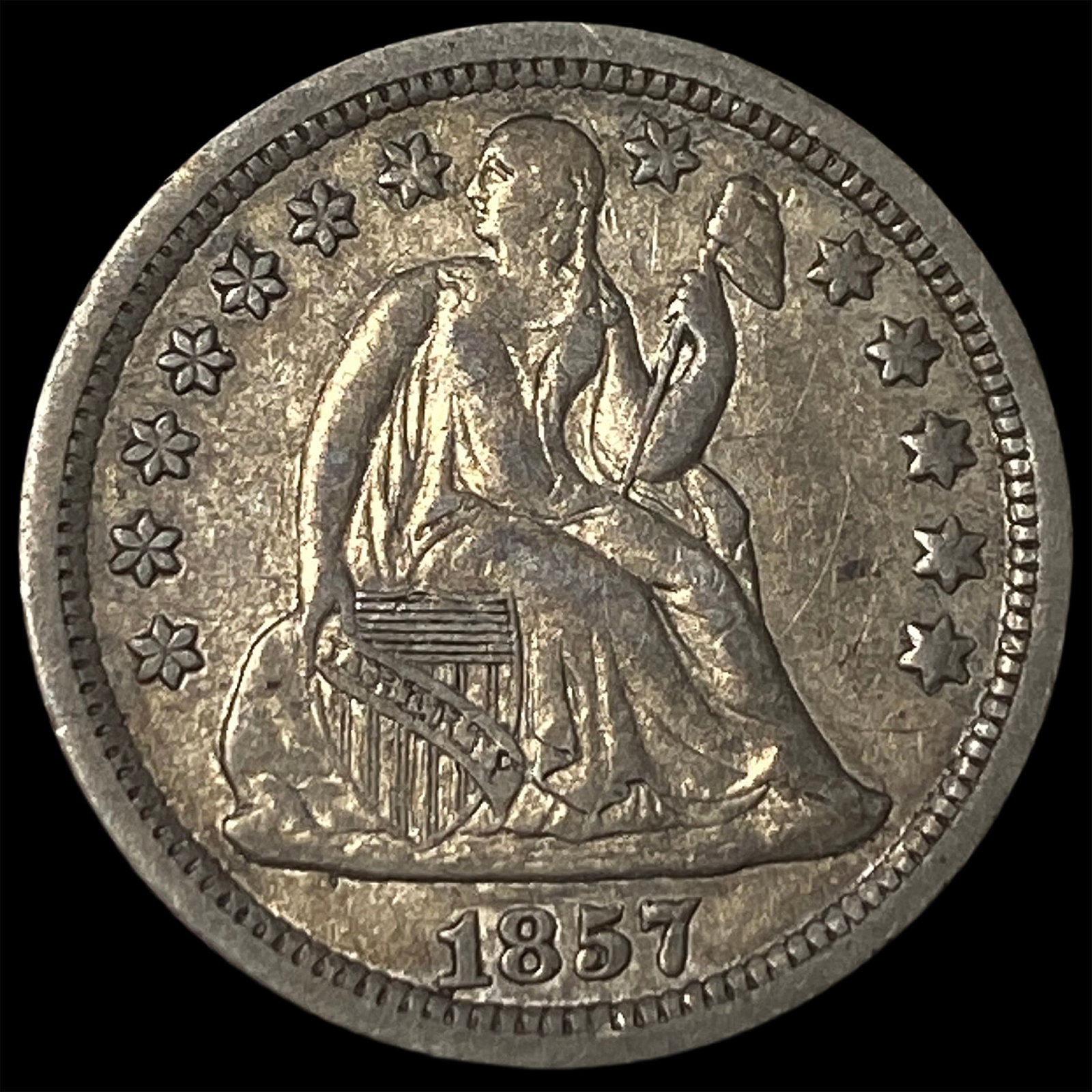 1857 Seated Liberty Dime NEARLY UNCIRCULATED: 1857 Seated Liberty Dime NEARLY UNCIRCULATED