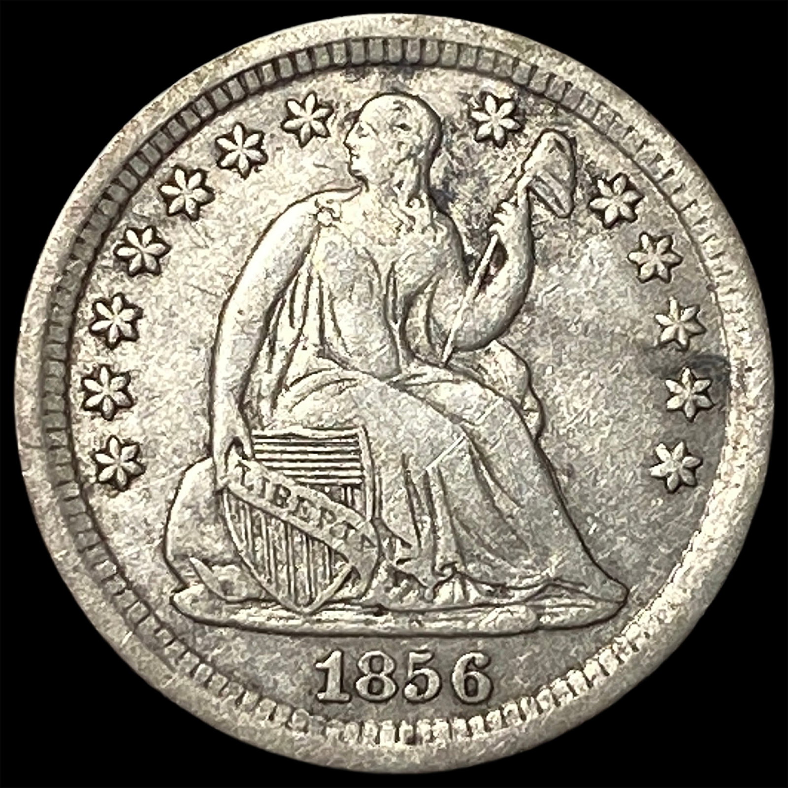 1856 Seated Liberty Half Dime NEARLY UNCIRCULATED: 1856 Seated Liberty Half Dime NEARLY UNCIRCULATED