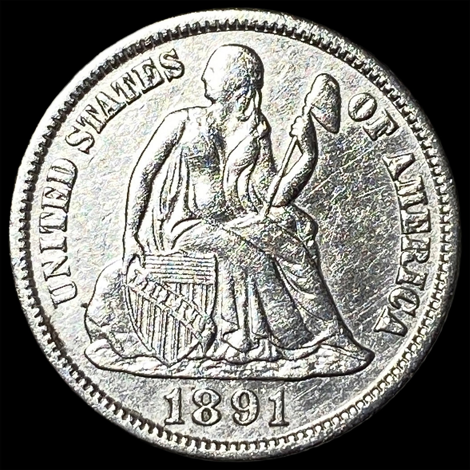 1891-S Silver Seated Liberty Dime CLOSELY UNCIRCULATED: 1891-S Silver Seated Liberty Dime CLOSELY UNCIRCULATED