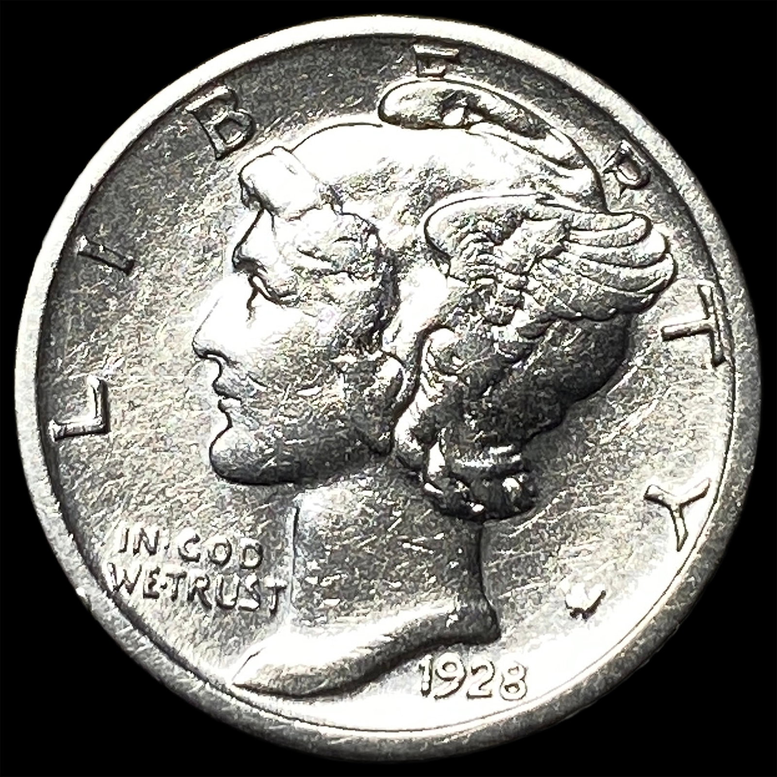 1928-S Silver Mercury Dime ABOUT UNCIRCULATED: 1928-S Silver Mercury Dime ABOUT UNCIRCULATED