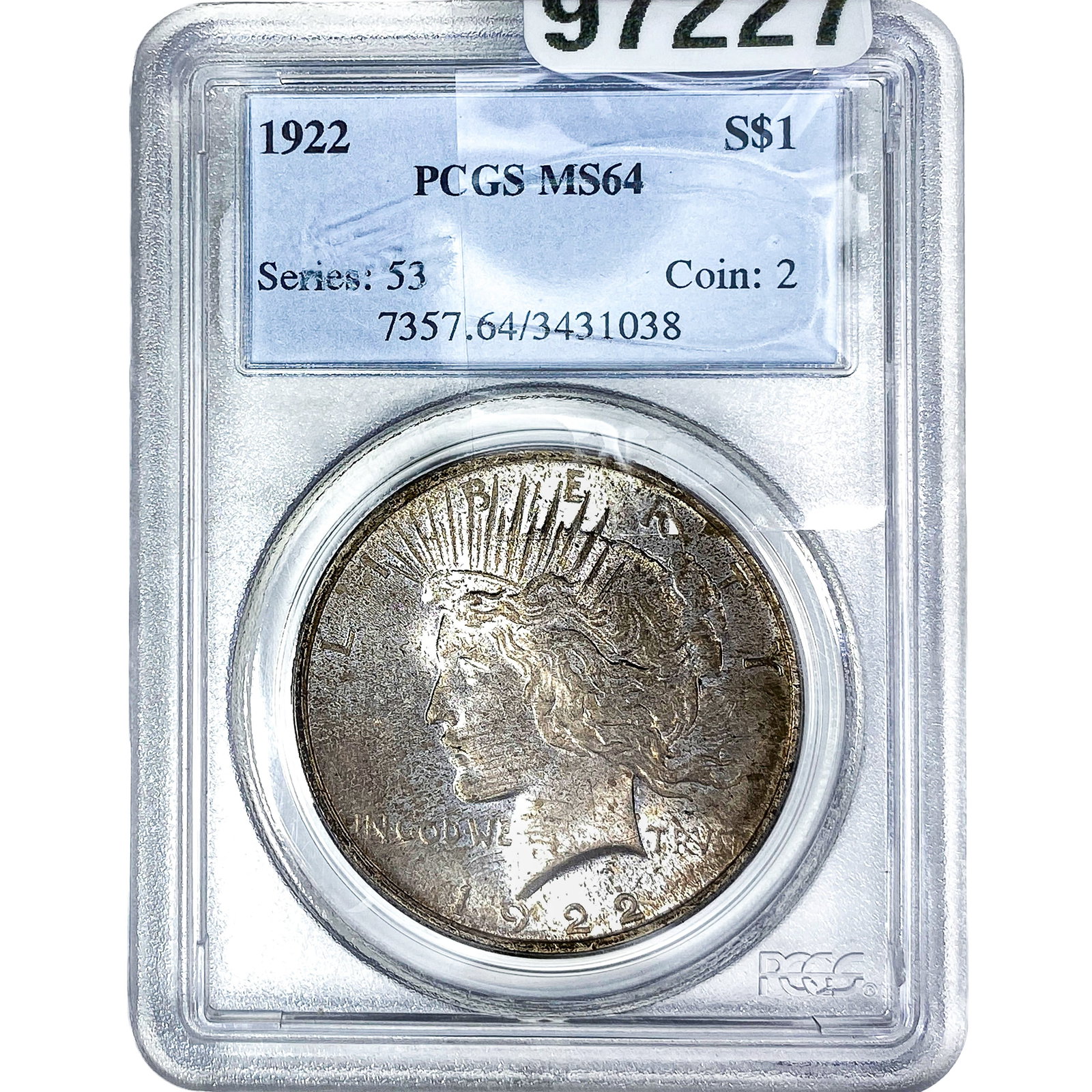 1922 Silver Peace Dollar PCGS MS64: 1922 Silver Peace Dollar PCGS MS64