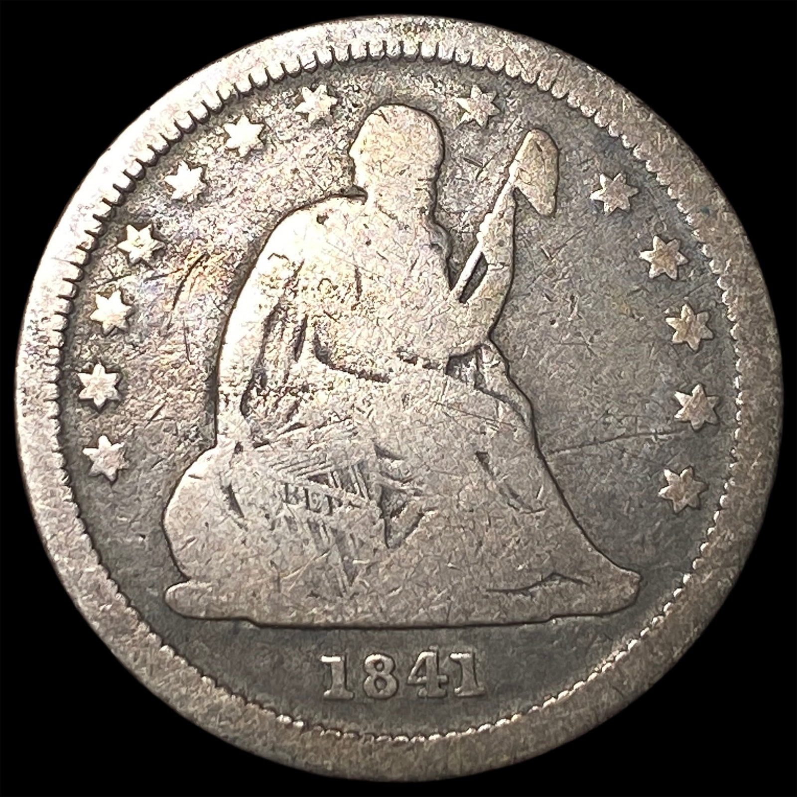 1841-O Silver Seated Liberty Quarter LIGHTLY CIRCULATED: 1841-O Silver Seated Liberty Quarter LIGHTLY CIRCULATED