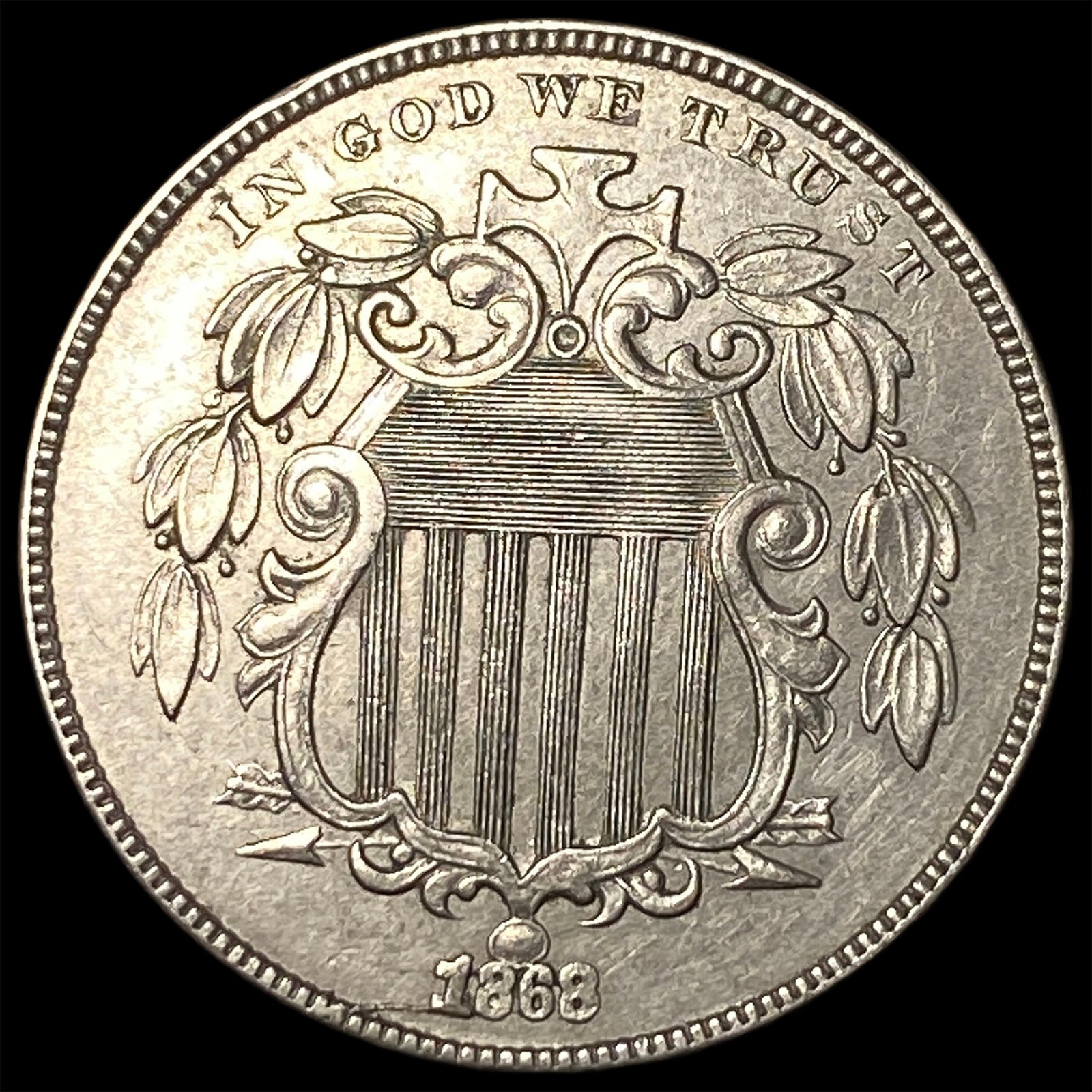 1868 Shield Nickel ABOUT UNCIRCULATED (1 of 2)