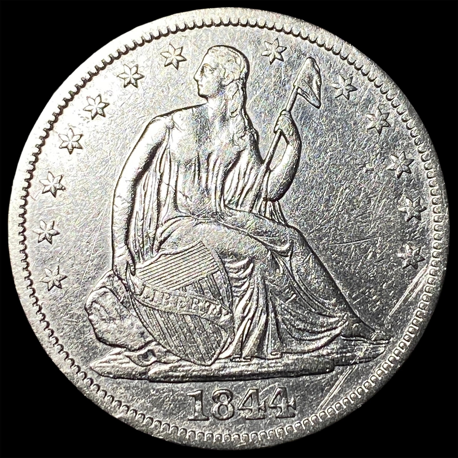 1844 Silver Half Dollar (Seated Liberty) CLOSELY UNCIRCULATED (1 of 2)