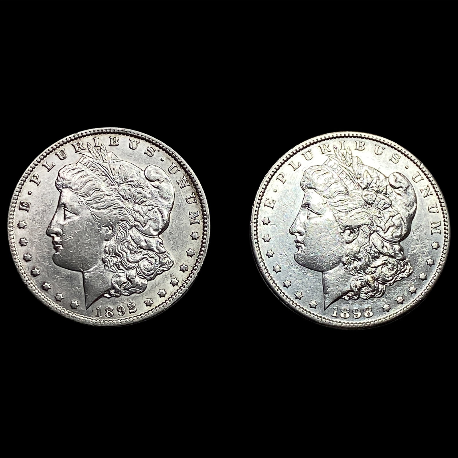 [2 Coins] 1892-1898 Morgan Silver Dollar: [2 Coins] 1892-1898 Morgan Silver Dollar