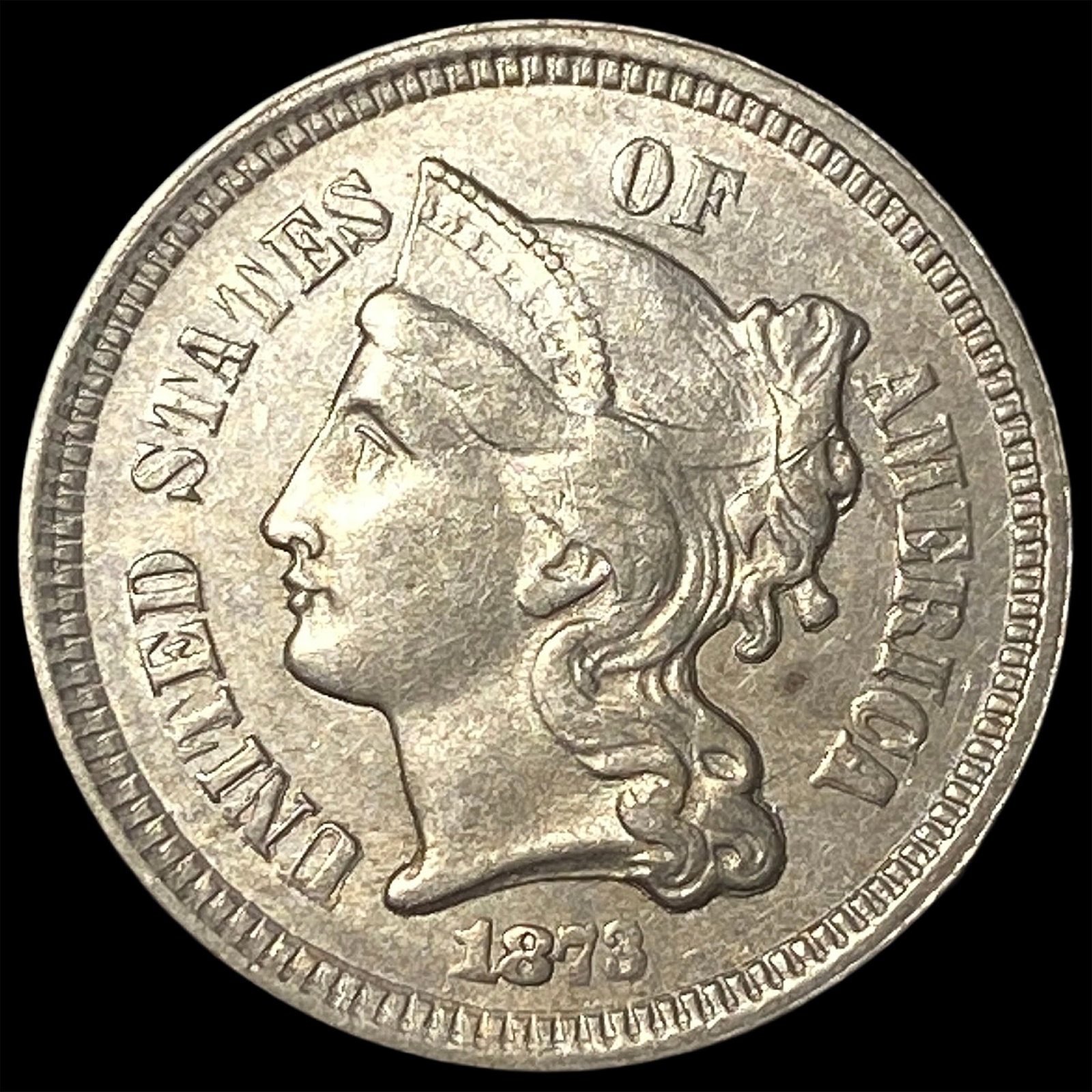 1873 Nickel Three-Cent Piece UNCIRCULATED (1 of 2)