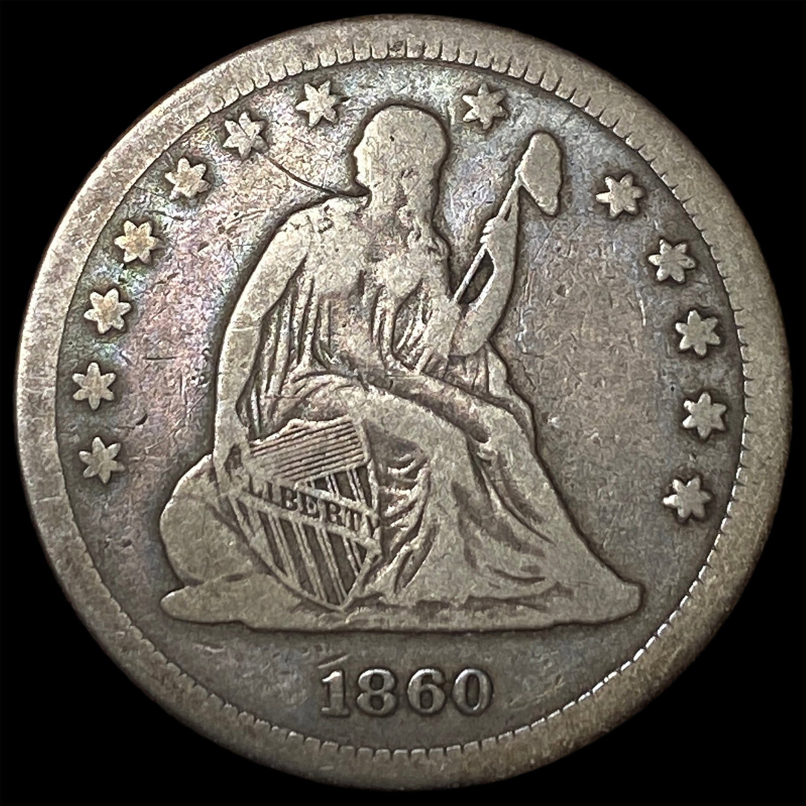 1860 Seated Liberty Silver Quarter NEARLY UNCIRCULATED (1 of 2)