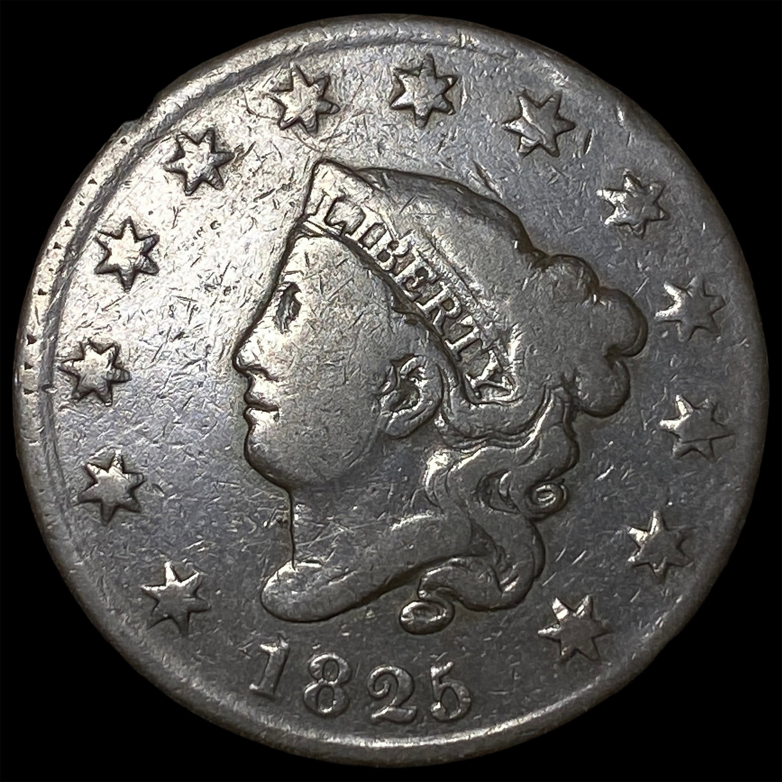 1825 Coronet Head Large Cent NICELY CIRCULATED: 1825 Coronet Head Large Cent NICELY CIRCULATED