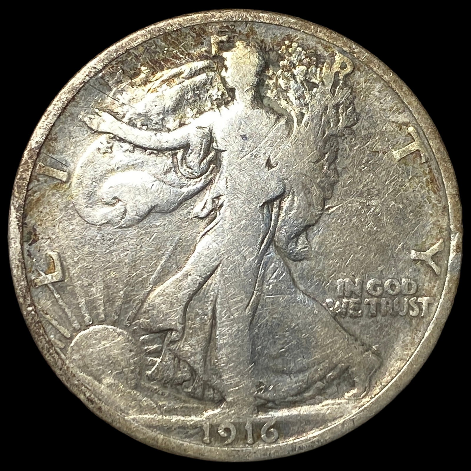 1916 Walking Liberty Half Dollar LIGHTLY CIRCULATED: 1916 Walking Liberty Half Dollar LIGHTLY CIRCULATED