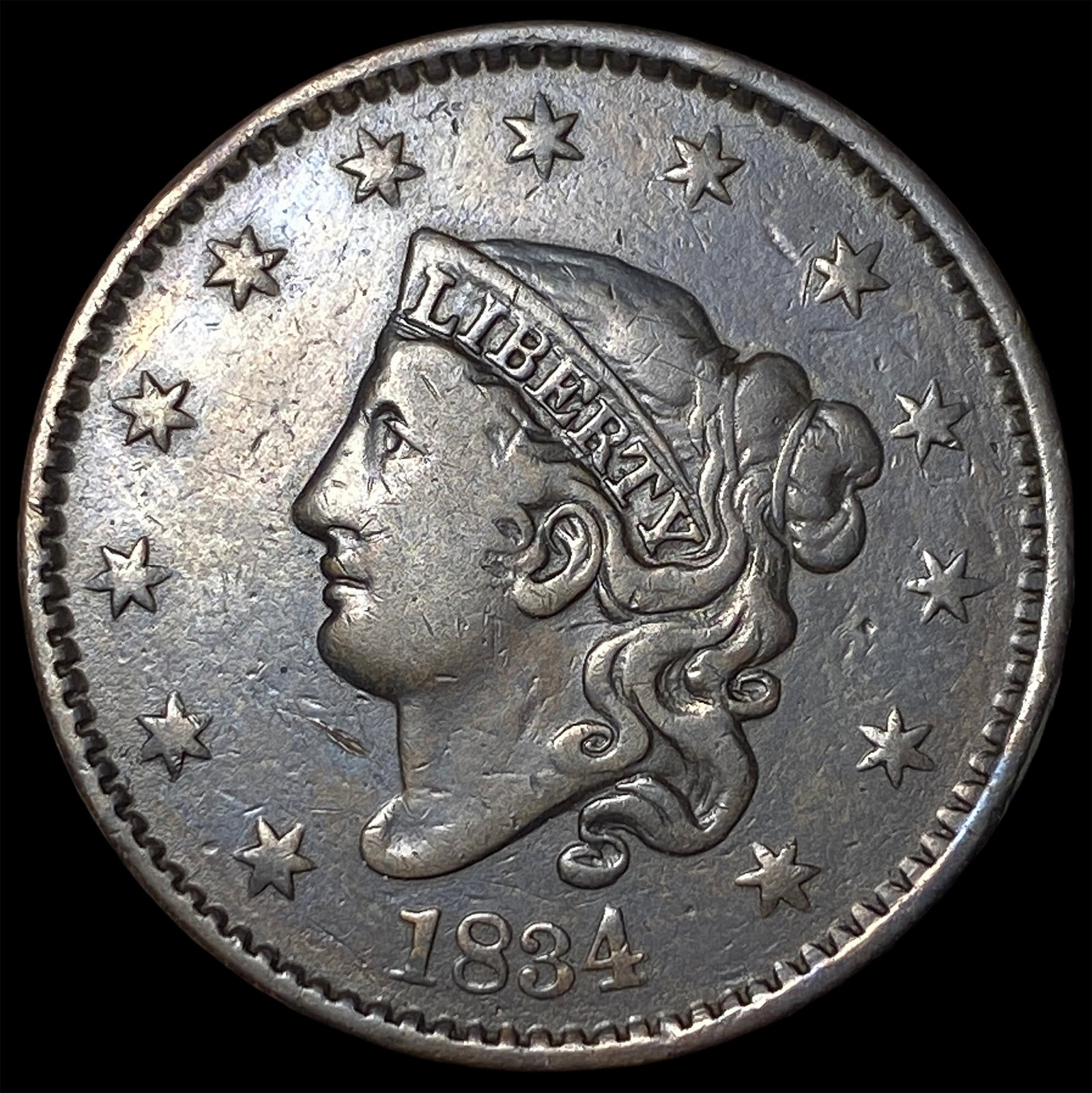 1834 Coronet Head Large Cent NEARLY UNCIRCULATED (1 of 2)