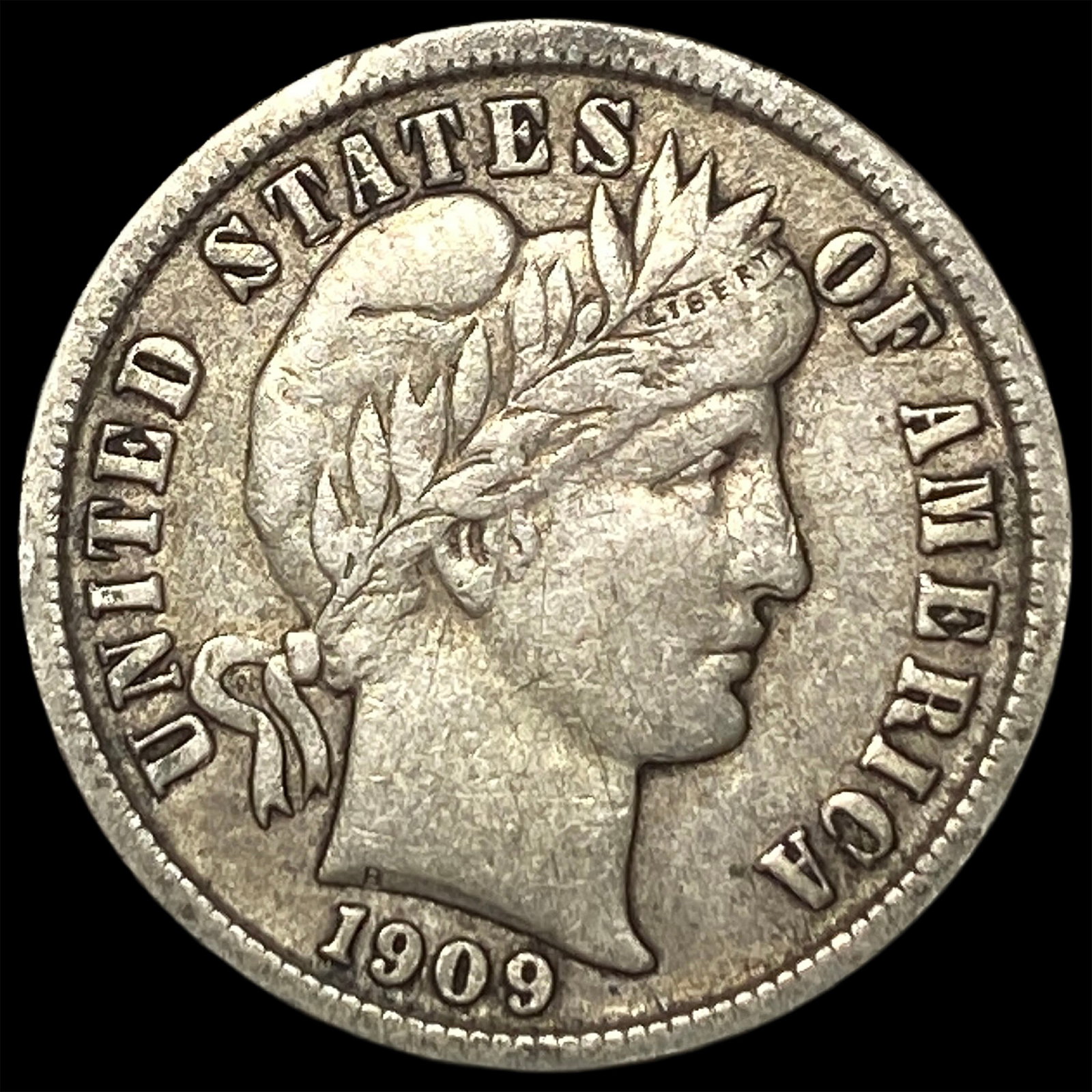 1909-D Silver Barber Dime LIGHTLY CIRCULATED: 1909-D Silver Barber Dime LIGHTLY CIRCULATED