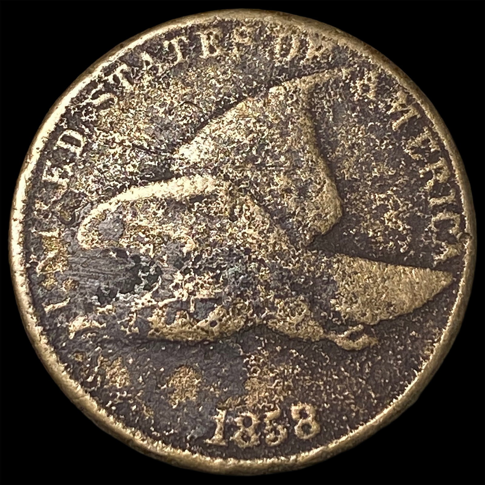 1858 Copper-Nickel Flying Eagle Cent ABOUT UNCIRCULATED: 1858 Copper-Nickel Flying Eagle Cent ABOUT UNCIRCULATED