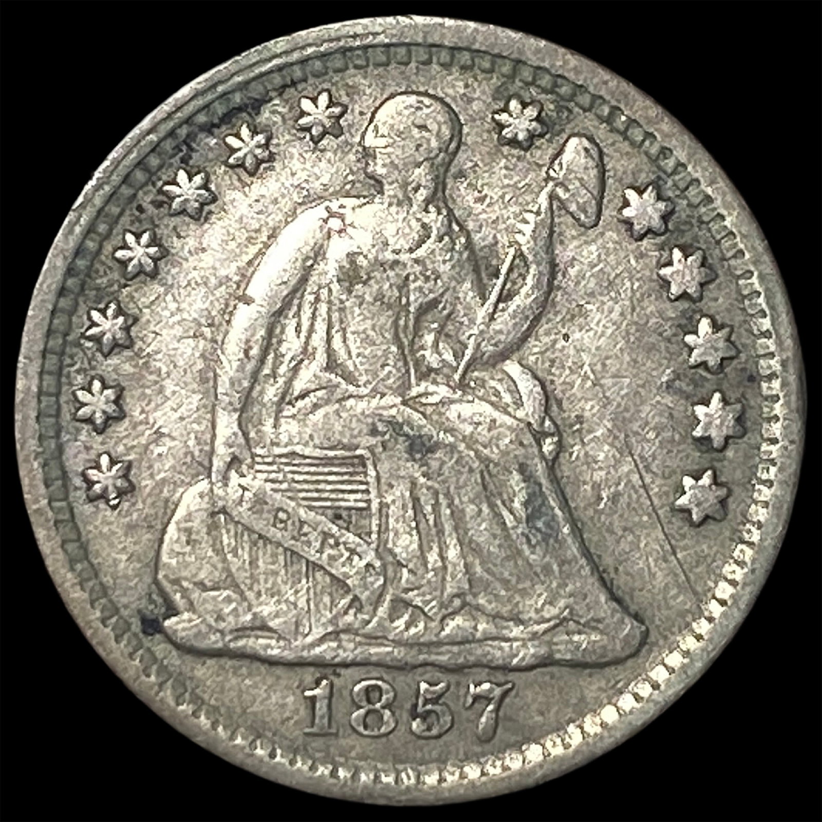 1857 Silver Half Dime LIGHTLY CIRCULATED: 1857 Silver Half Dime LIGHTLY CIRCULATED