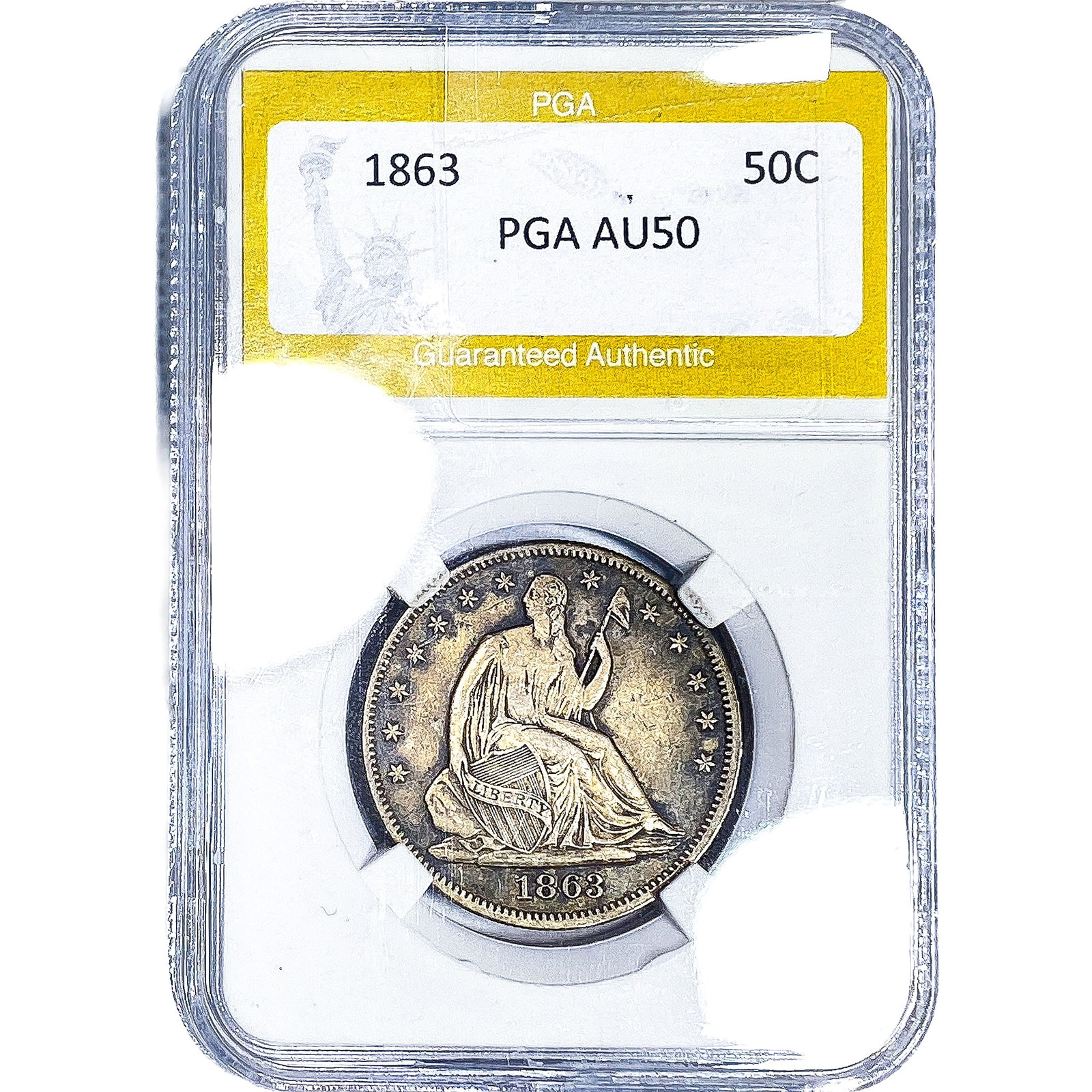 1863 Seated Liberty Half Dollar PGA AU50: 1863 Seated Liberty Half Dollar PGA AU50