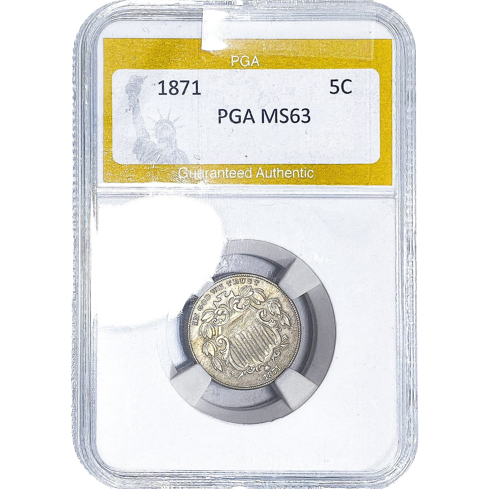 1871 Shield Nickel PGA MS63: 1871 Shield Nickel PGA MS63