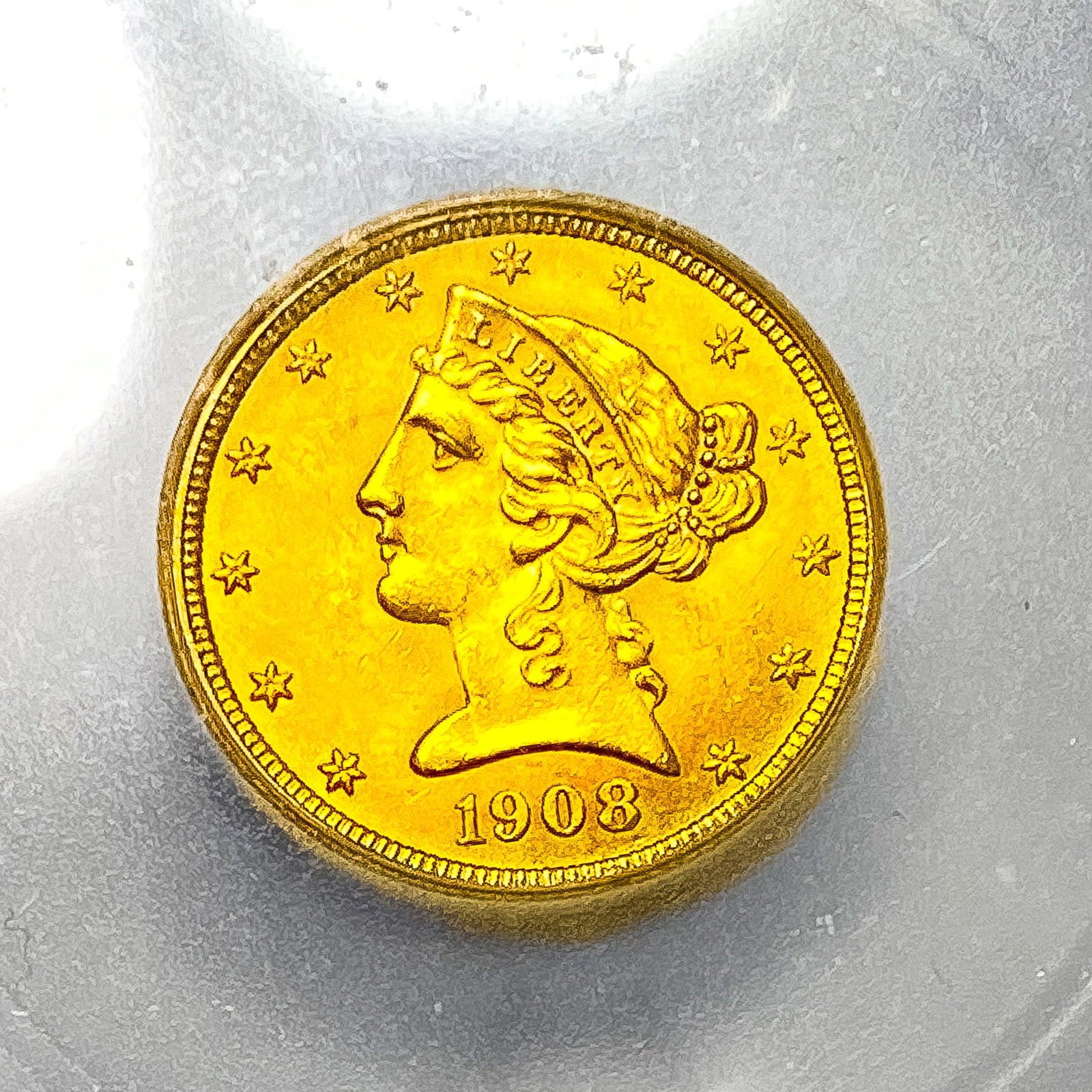 1908 $5 Gold Half Eagle ICG MS65 - 3