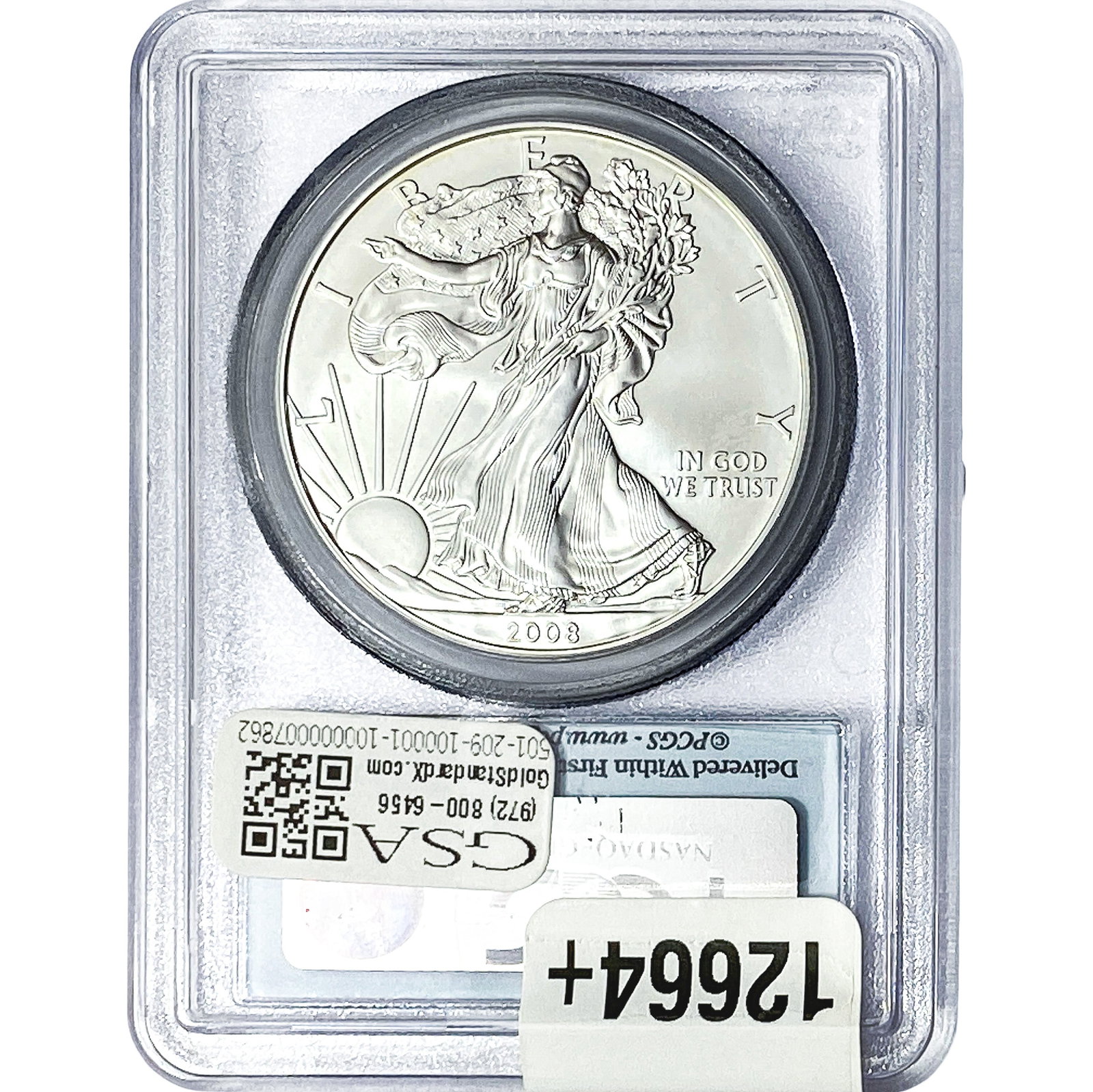 2008-W Rev 07 Silver Eagle PCGS MS70: 2008-W Rev 07 Silver Eagle PCGS MS70