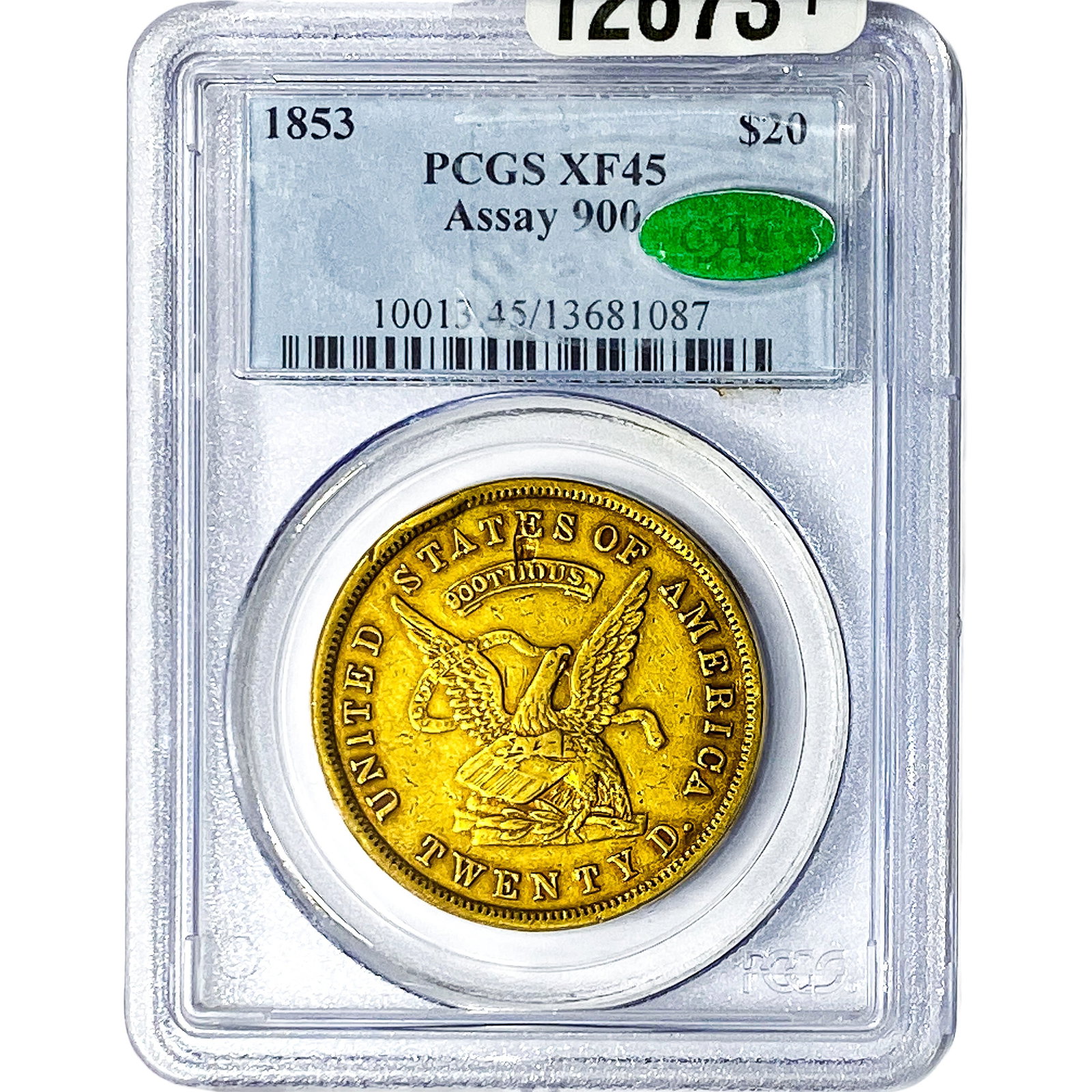1853 "900" US Assay Office PCGS XF45 CAC: 1853 "900" US Assay Office PCGS XF45 CAC