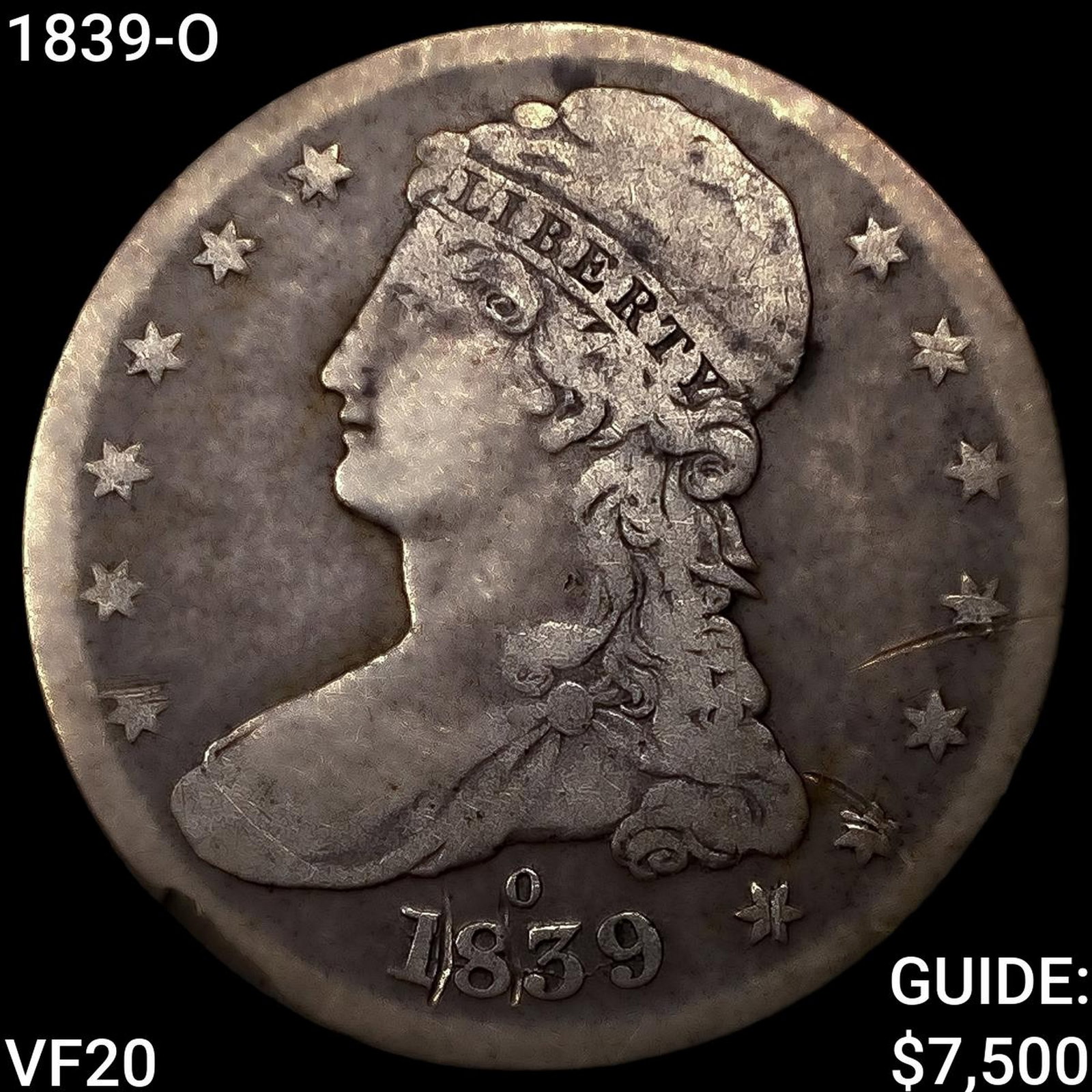 1839-O Capped Bust Half Dollar LIGHTLY CIRCULATED: 1839-O Capped Bust Half Dollar LIGHTLY CIRCULATED