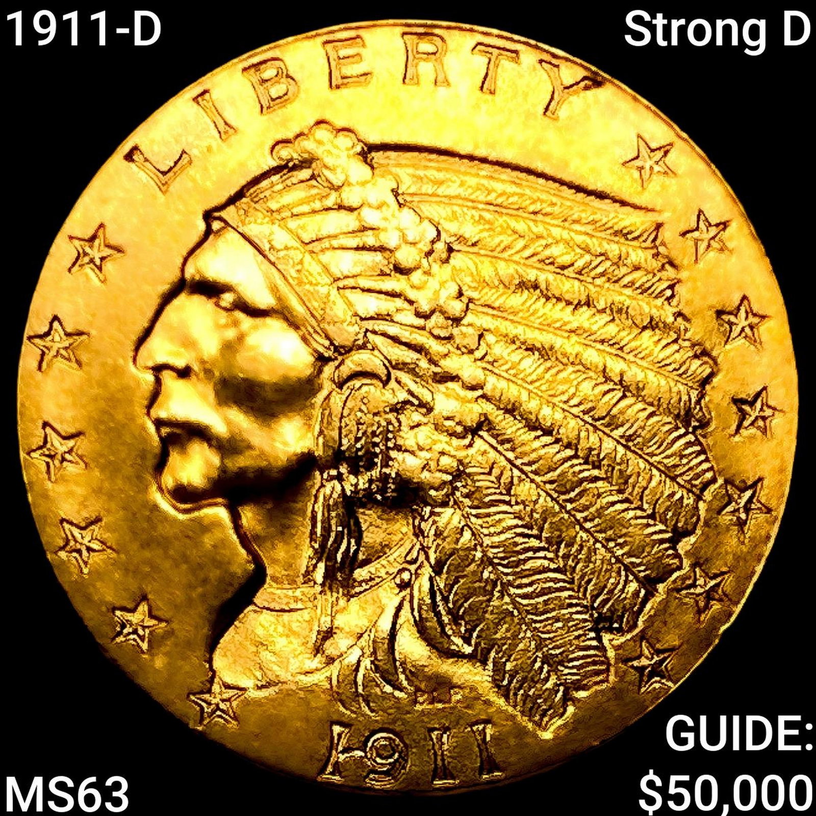 1911-D Strong D $2.50 Gold Quarter Eagle CHOICE BU: 1911-D Strong D $2.50 Gold Quarter Eagle CHOICE BU