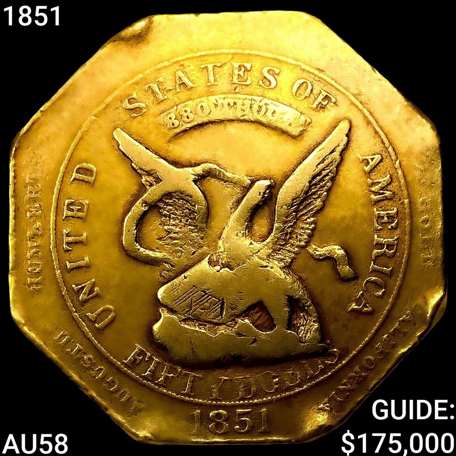 1851 880 Humbert "880" $50 California Gold CHOICE AU (1 of 2)