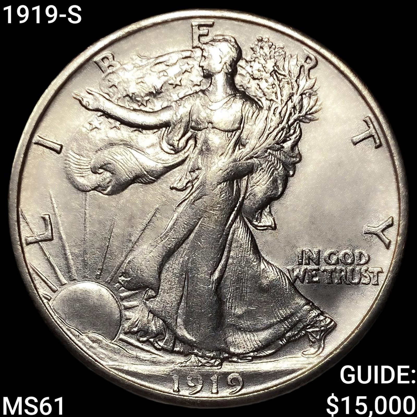 1919-S Walking Liberty Half Dollar UNCIRCULATED: 1919-S Walking Liberty Half Dollar UNCIRCULATED