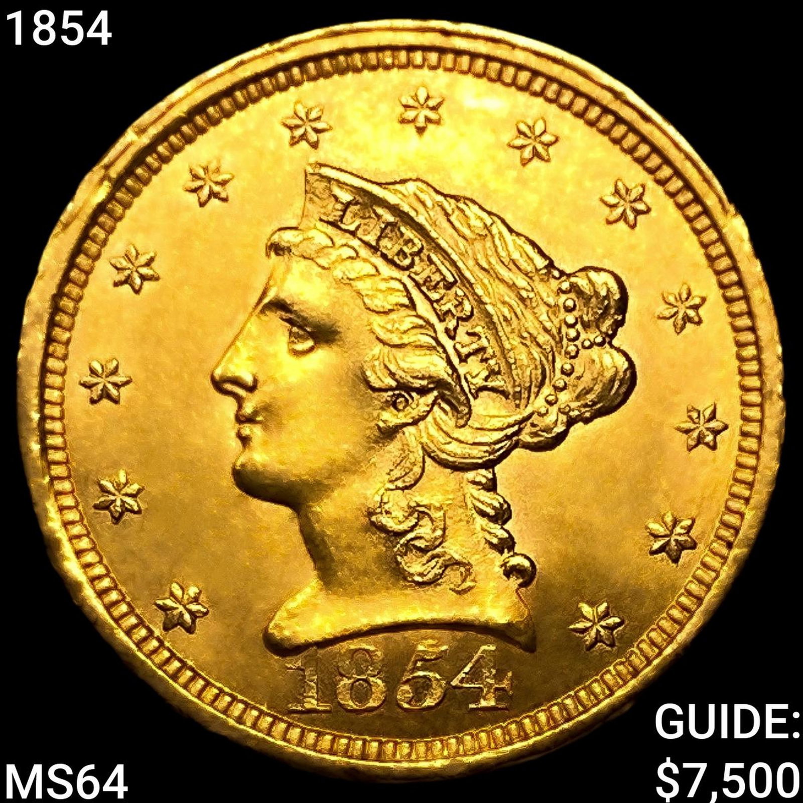 1854 $2.50 Gold Quarter Eagle CHOICE BU: 1854 $2.50 Gold Quarter Eagle CHOICE BU