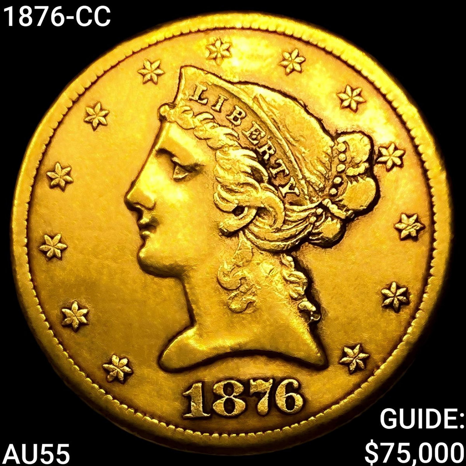 1876-CC $5 Gold Half Eagle HIGH GRADE: 1876-CC $5 Gold Half Eagle HIGH GRADE