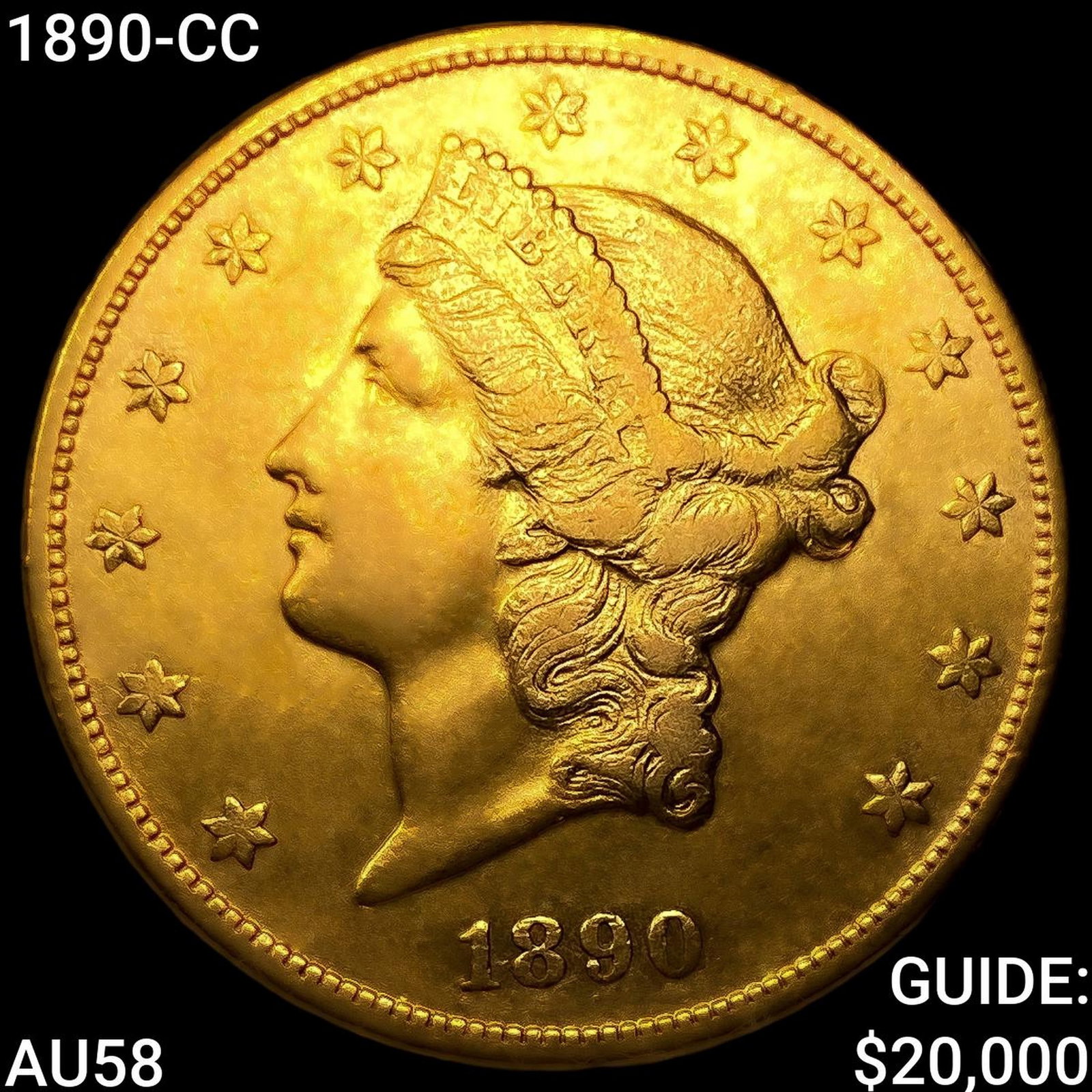 1890-CC $20 Gold Double Eagle CHOICE AU: 1890-CC $20 Gold Double Eagle CHOICE AU