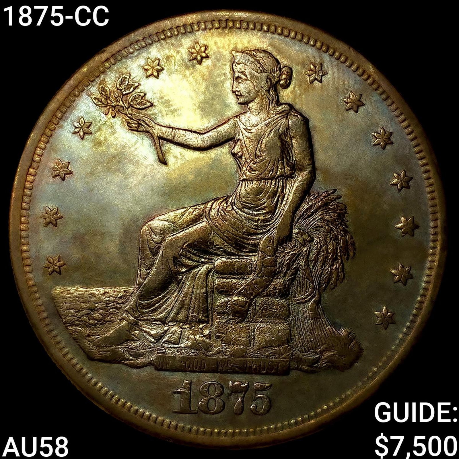 1875-CC Silver Trade Dollar CHOICE AU: 1875-CC Silver Trade Dollar CHOICE AU