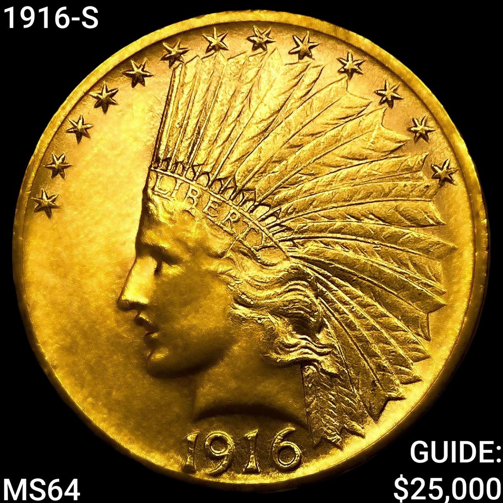 1916-S $10 Gold Eagle CHOICE BU: 1916-S $10 Gold Eagle CHOICE BU