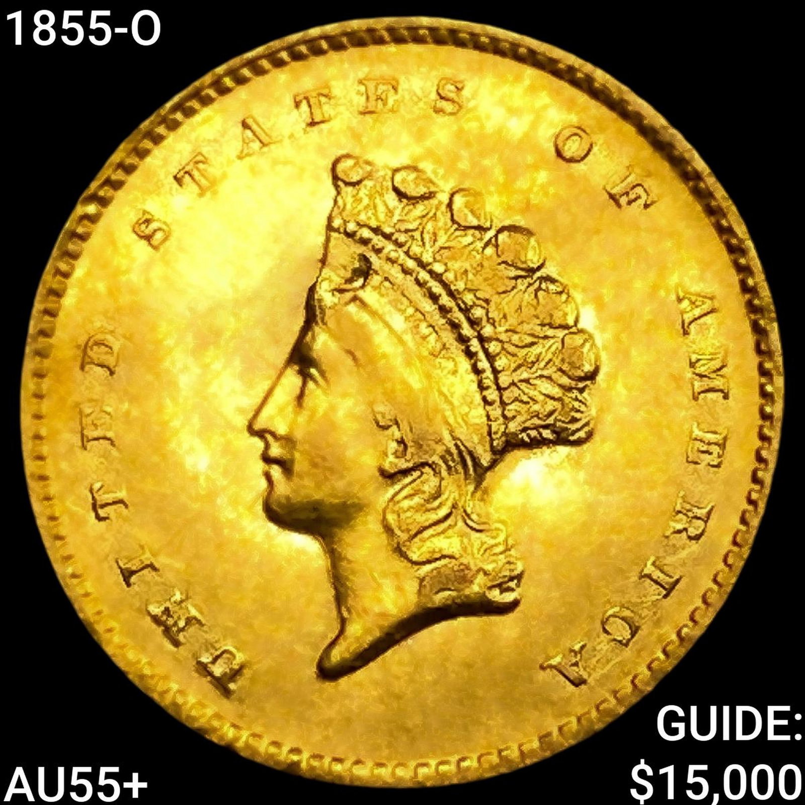 1855-O Rare Gold Dollar HIGH GRADE+: 1855-O Rare Gold Dollar HIGH GRADE+